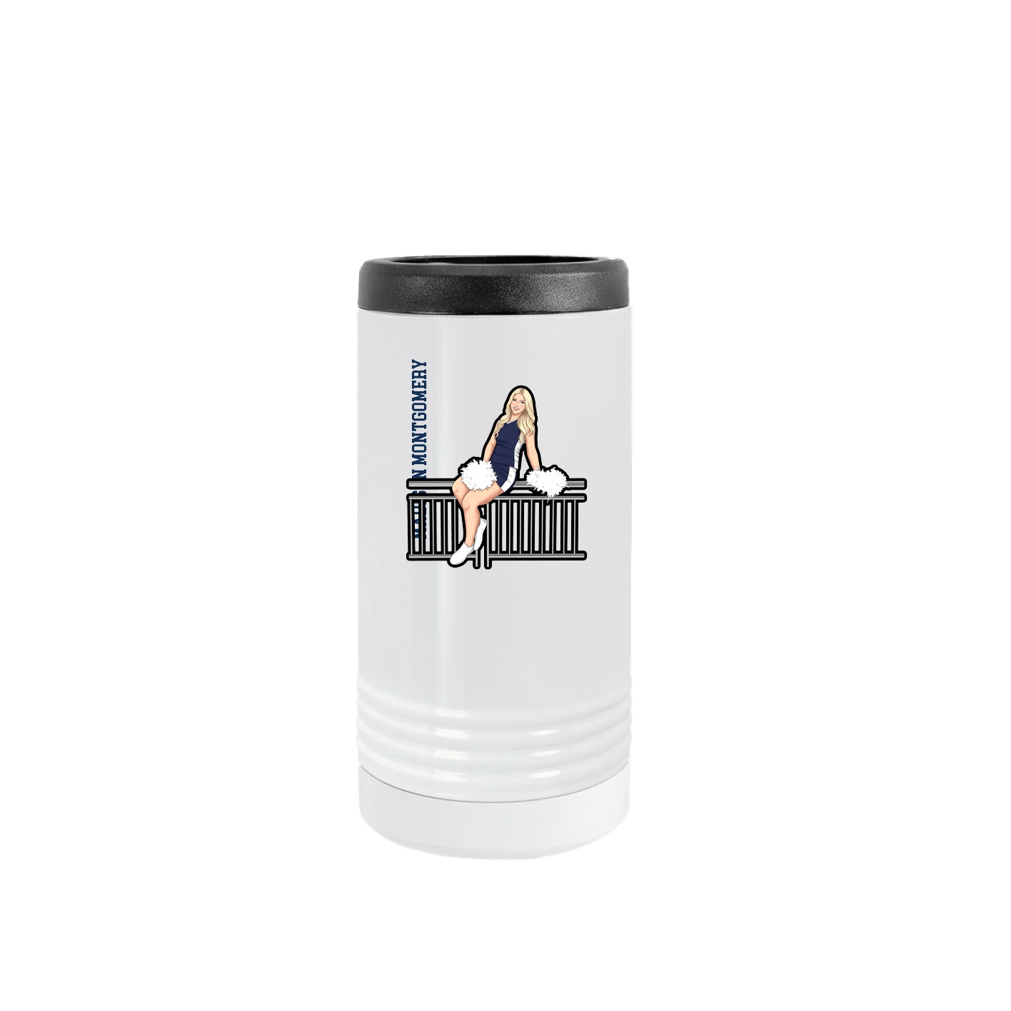 Slim Beverage Holder — Name Vertical in White