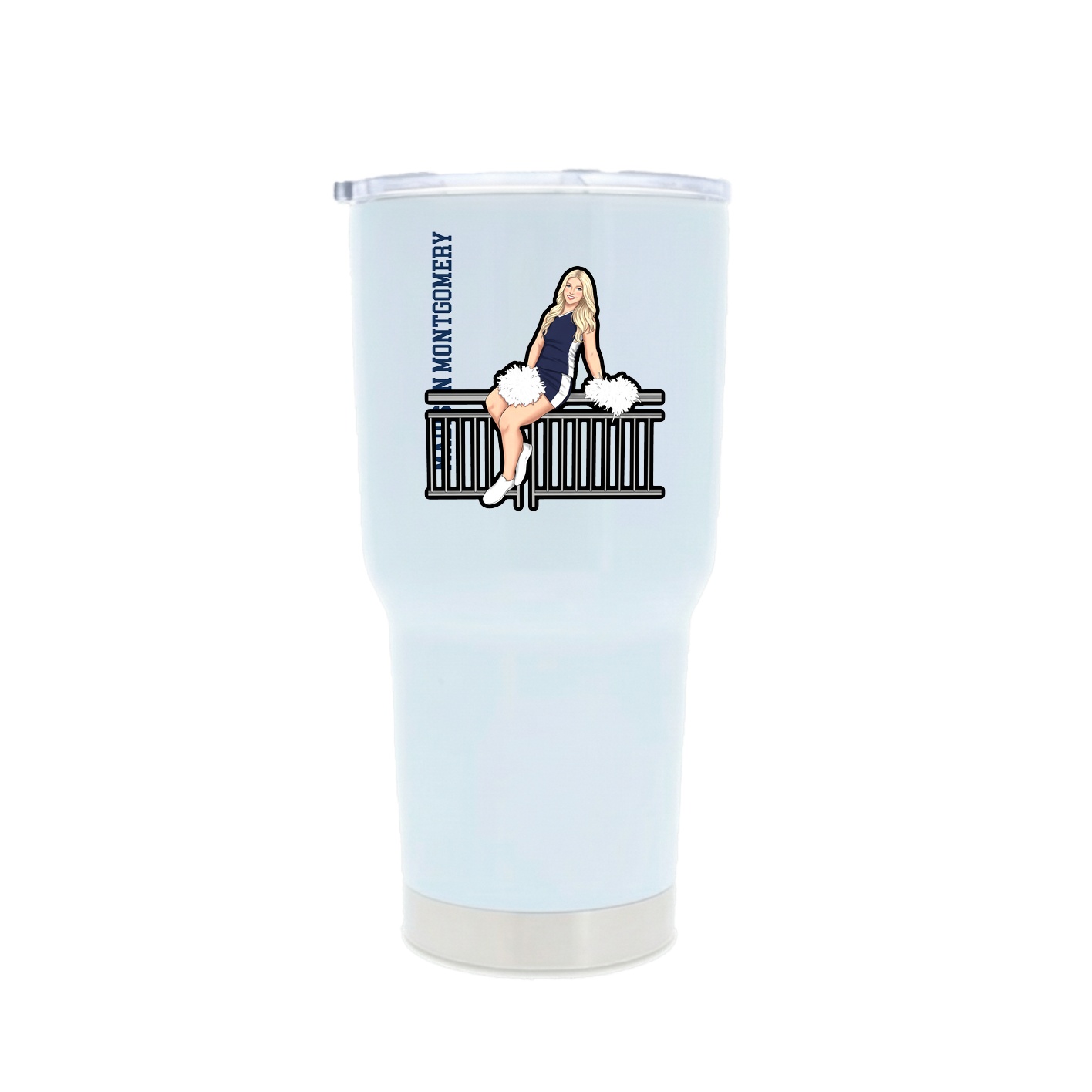 30oz Stainless Steel Tumbler — Name Vertical in White