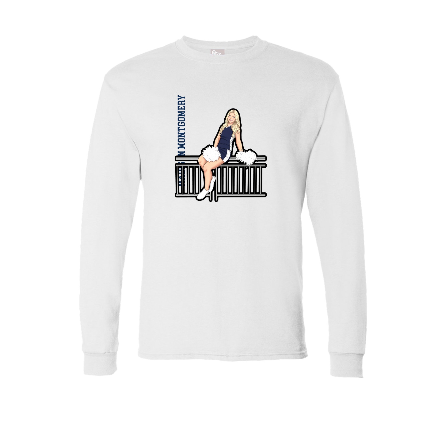 Long Sleeve Tee — Name Vertical in White