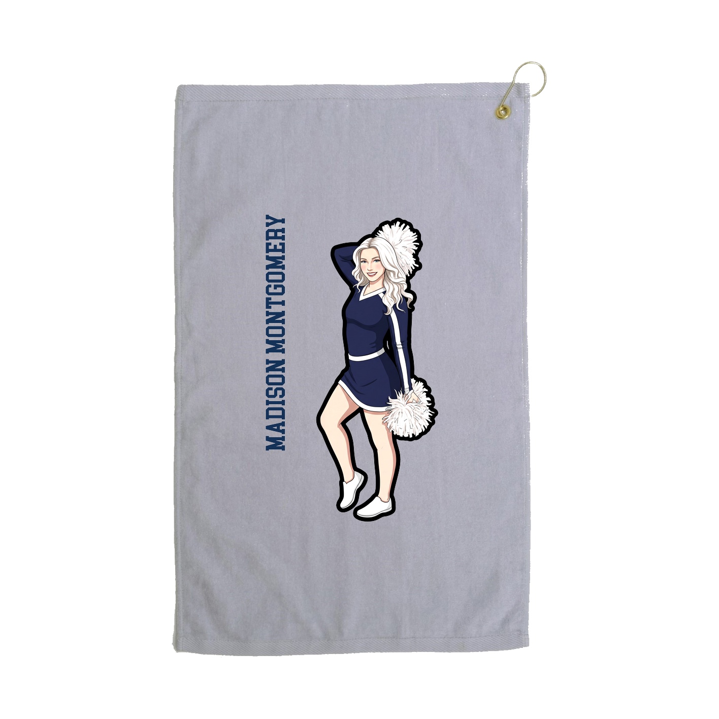 Golf Towel — Name Vertical in Grey