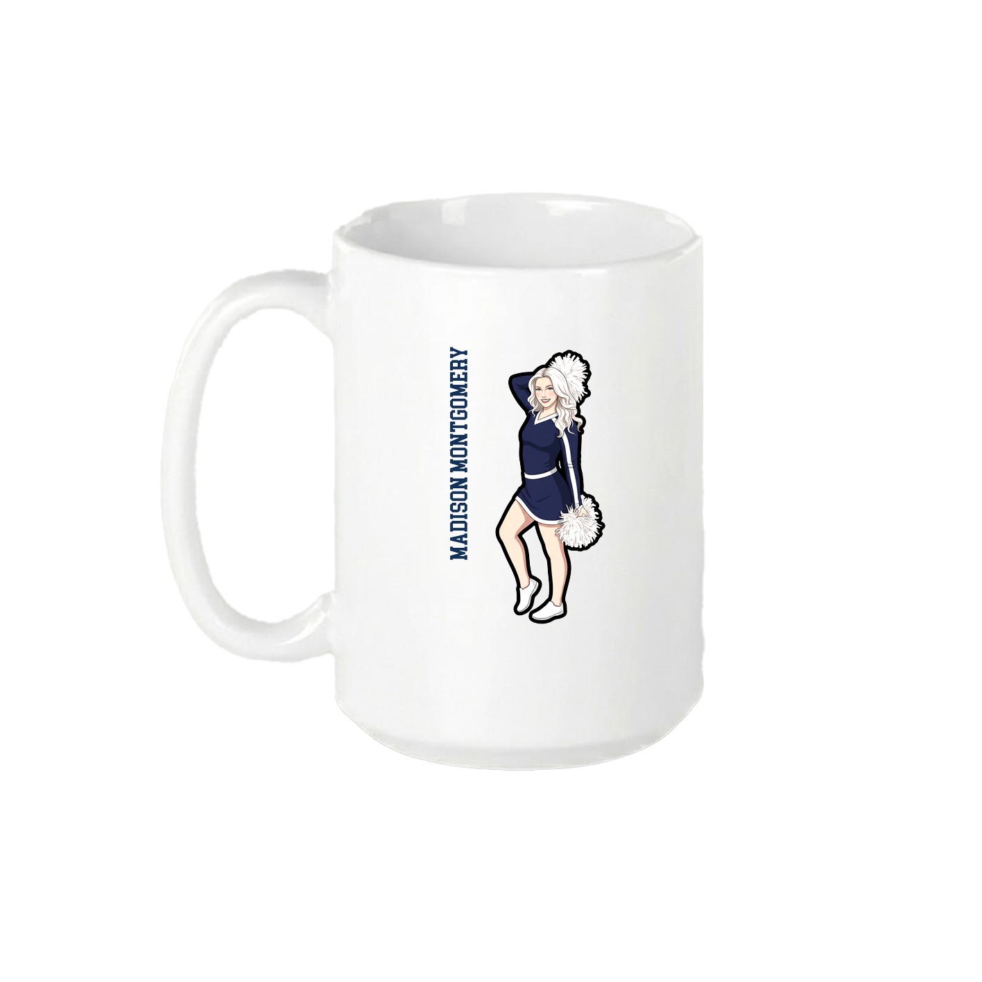 15oz Coffee Mug — Name Vertical in White