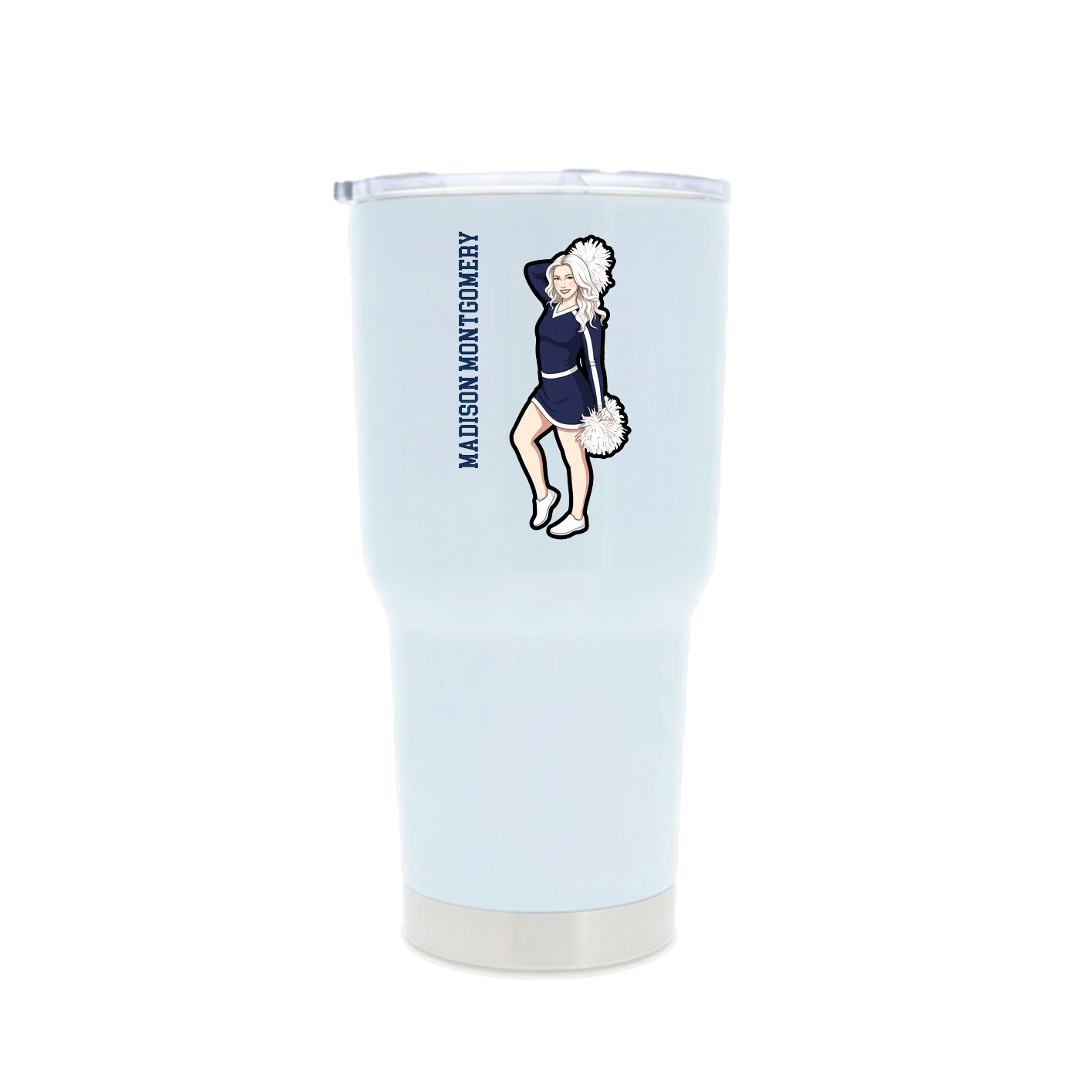 30oz Stainless Steel Tumbler — Name Vertical in White