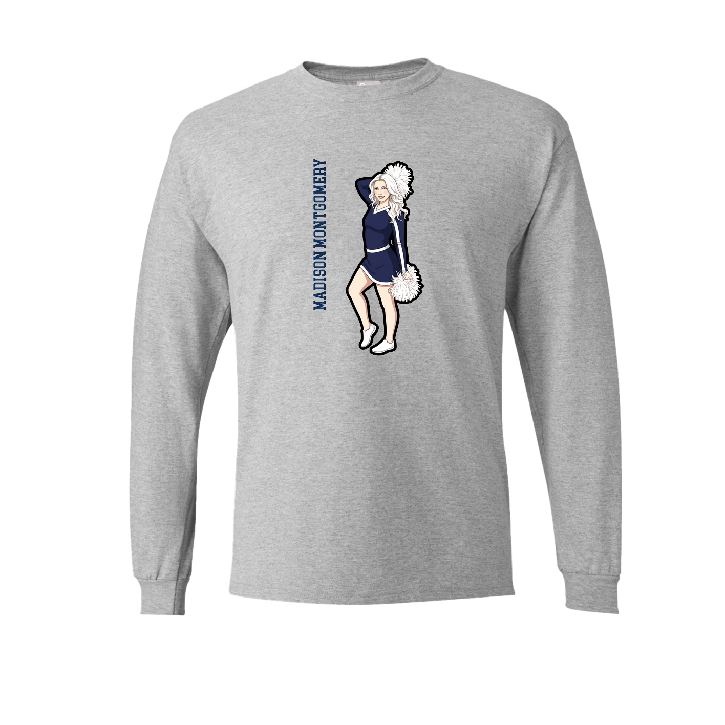 Long Sleeve Tee — Name Vertical in Grey