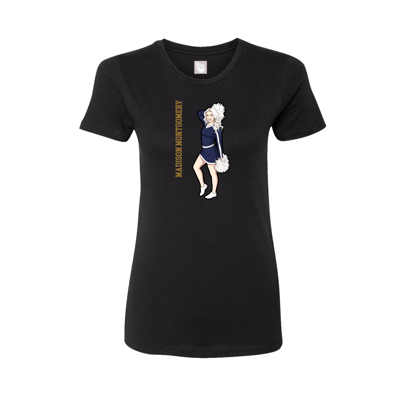 Fitted Women's Tee — Name Vertical in Black