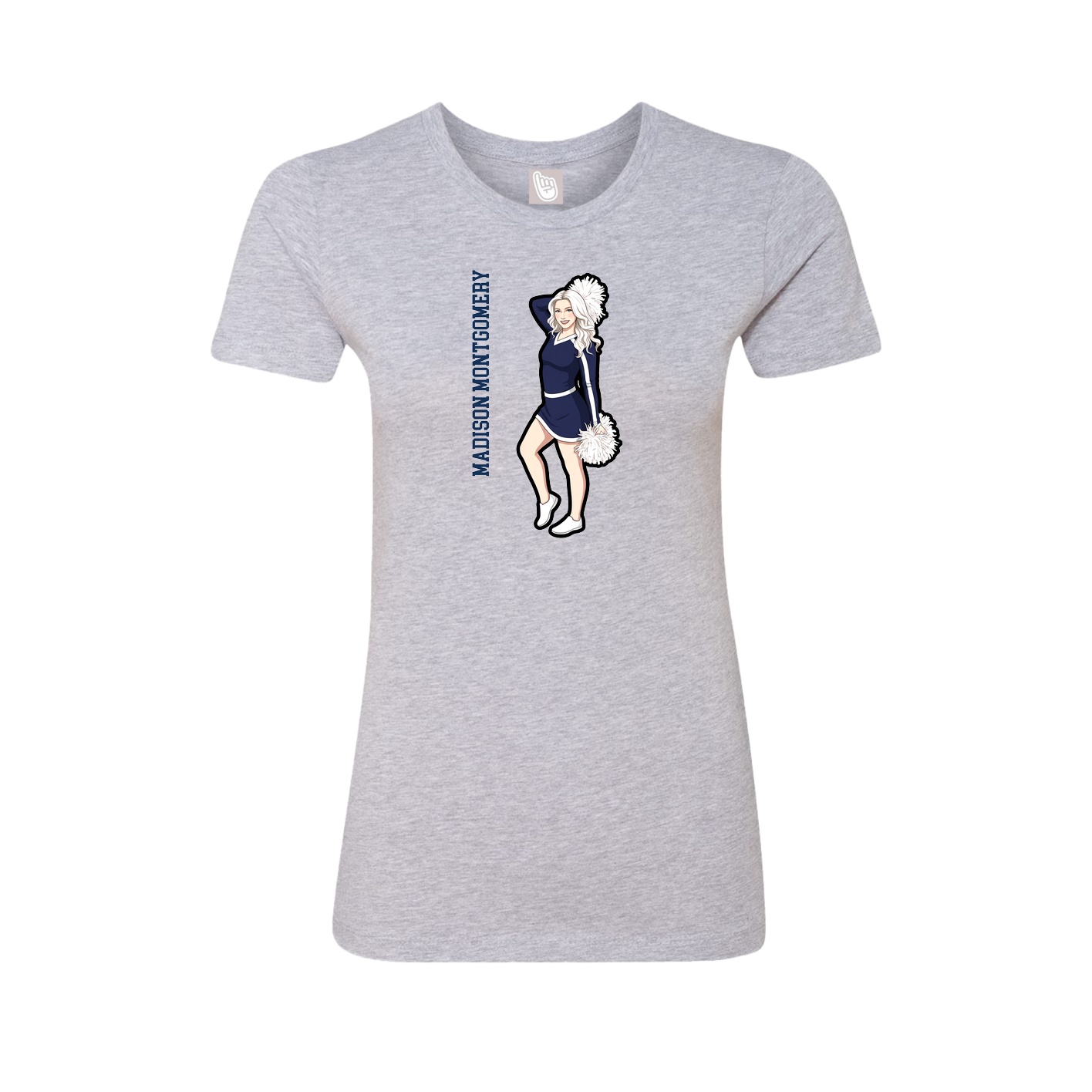 Womens Tee — Name Vertical in Grey