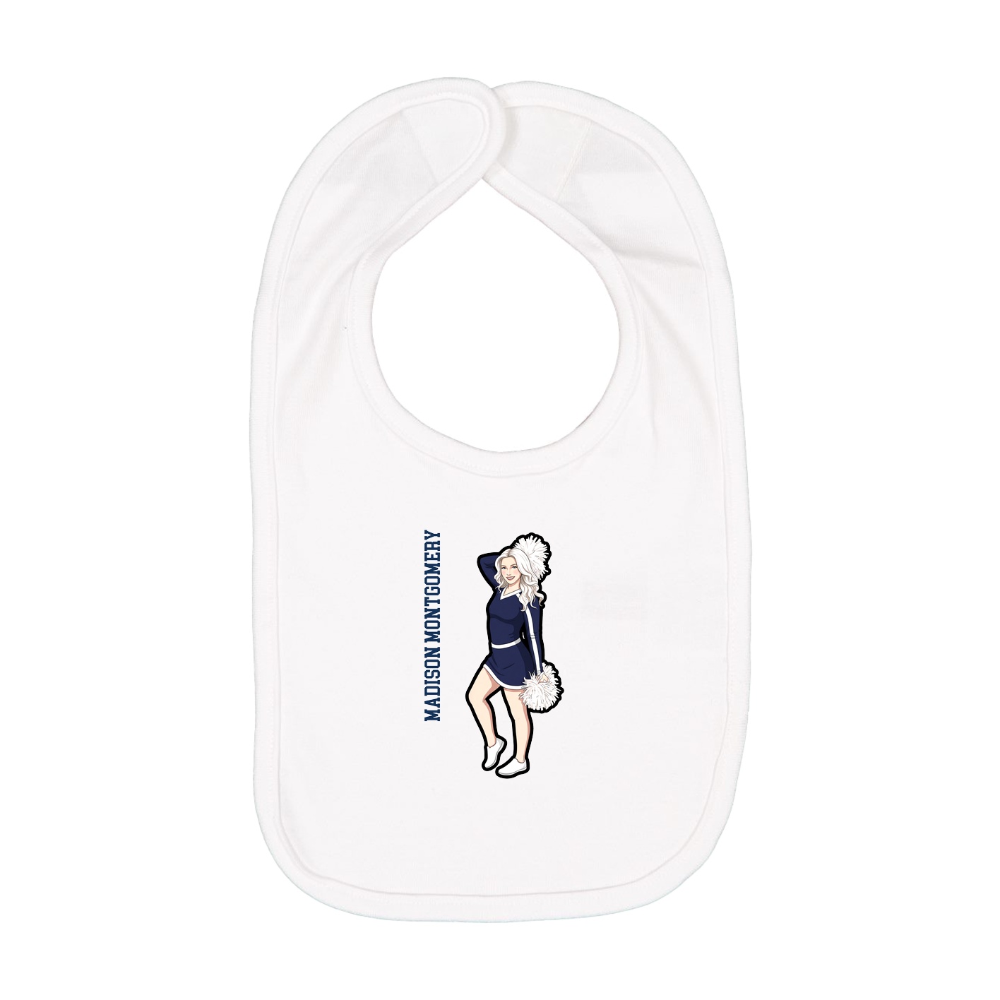 Infant Bib — Name Vertical in White