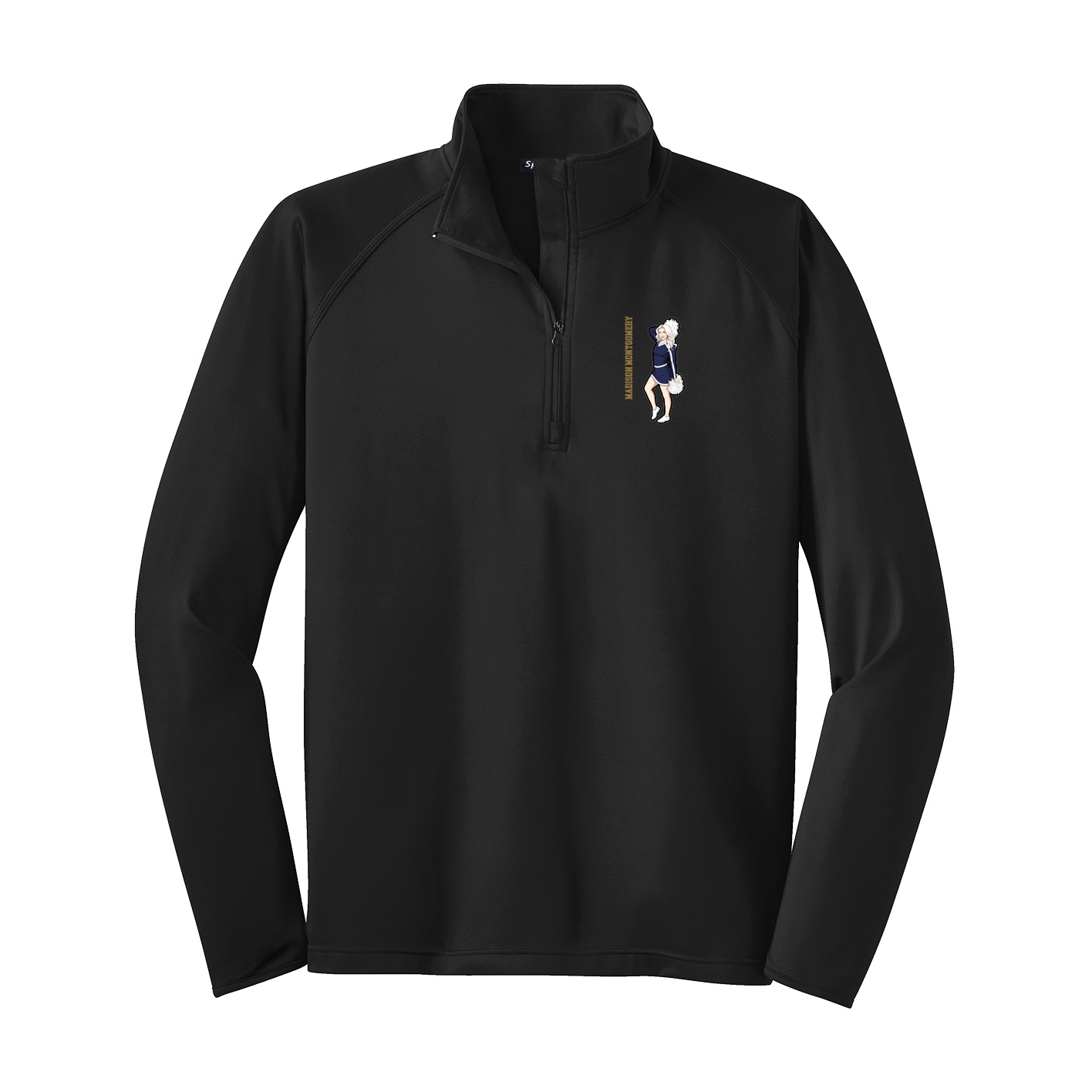 Q-Zip Pullover — Name Vertical in Black