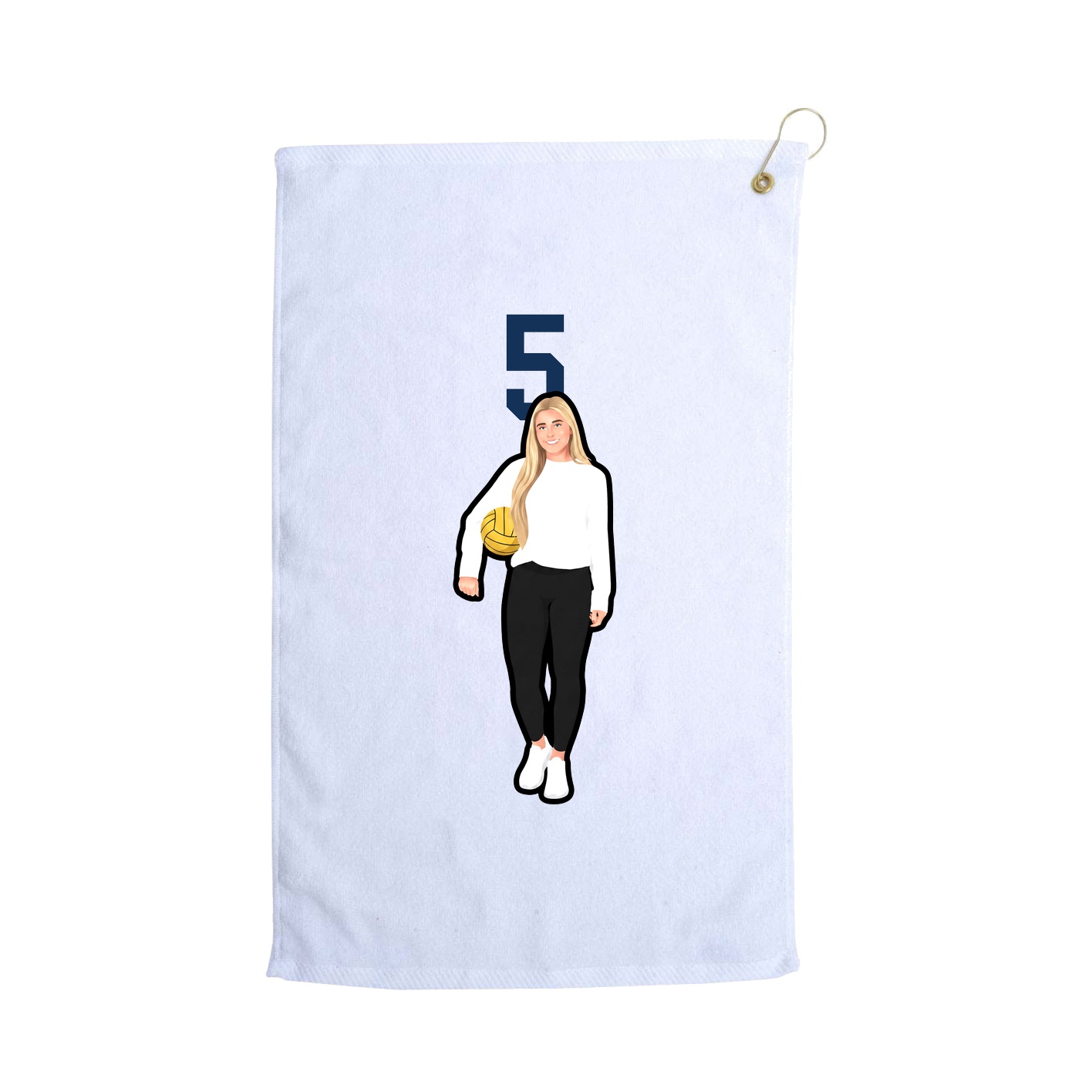 Golf Towel — Number Top in White