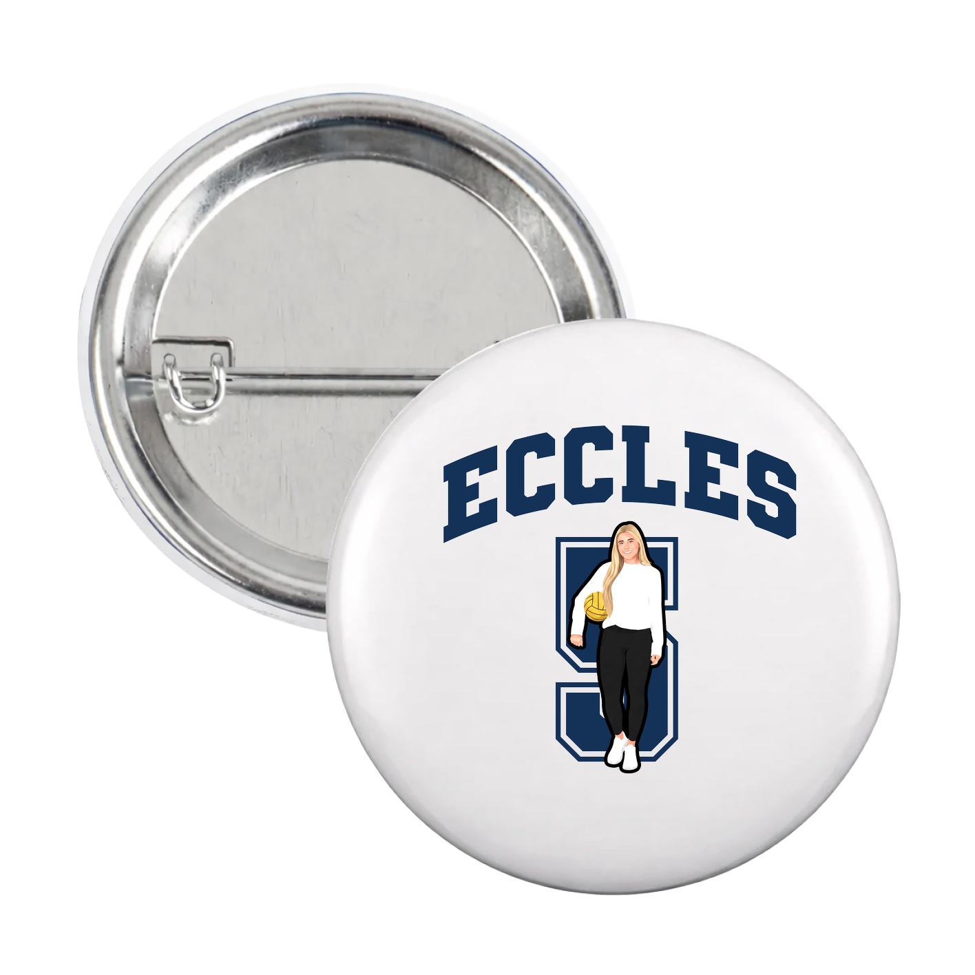 Game Day Button — Number in White