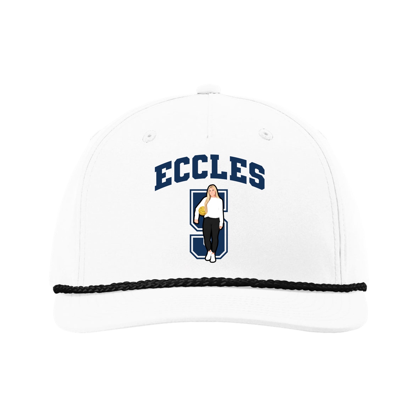 Five-Panel Classic Rope Cap — Number in White