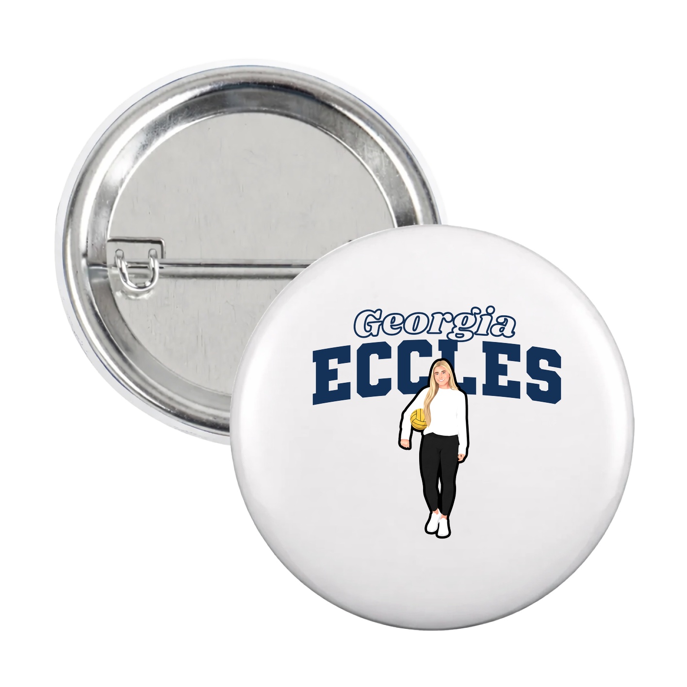 Game Day Button — Name Arch in White