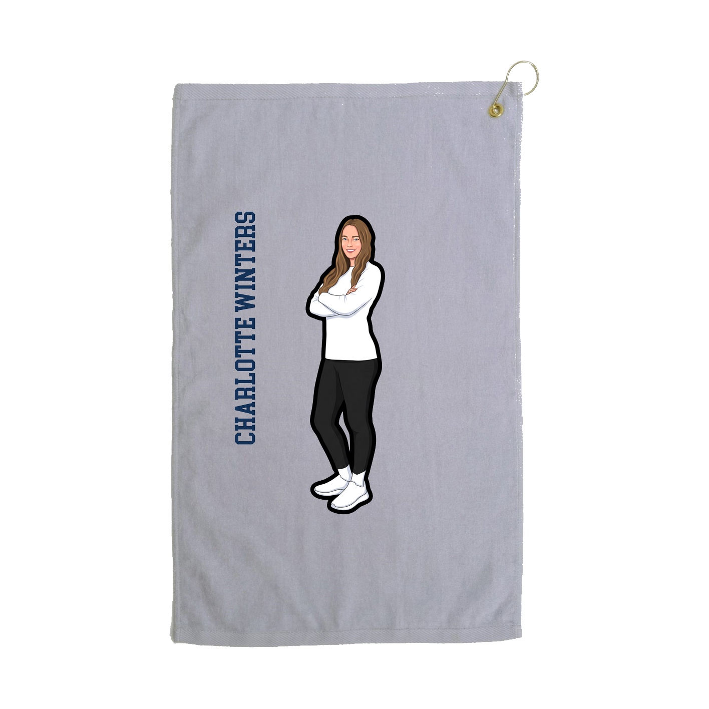 Golf Towel — Name Vertical in Grey