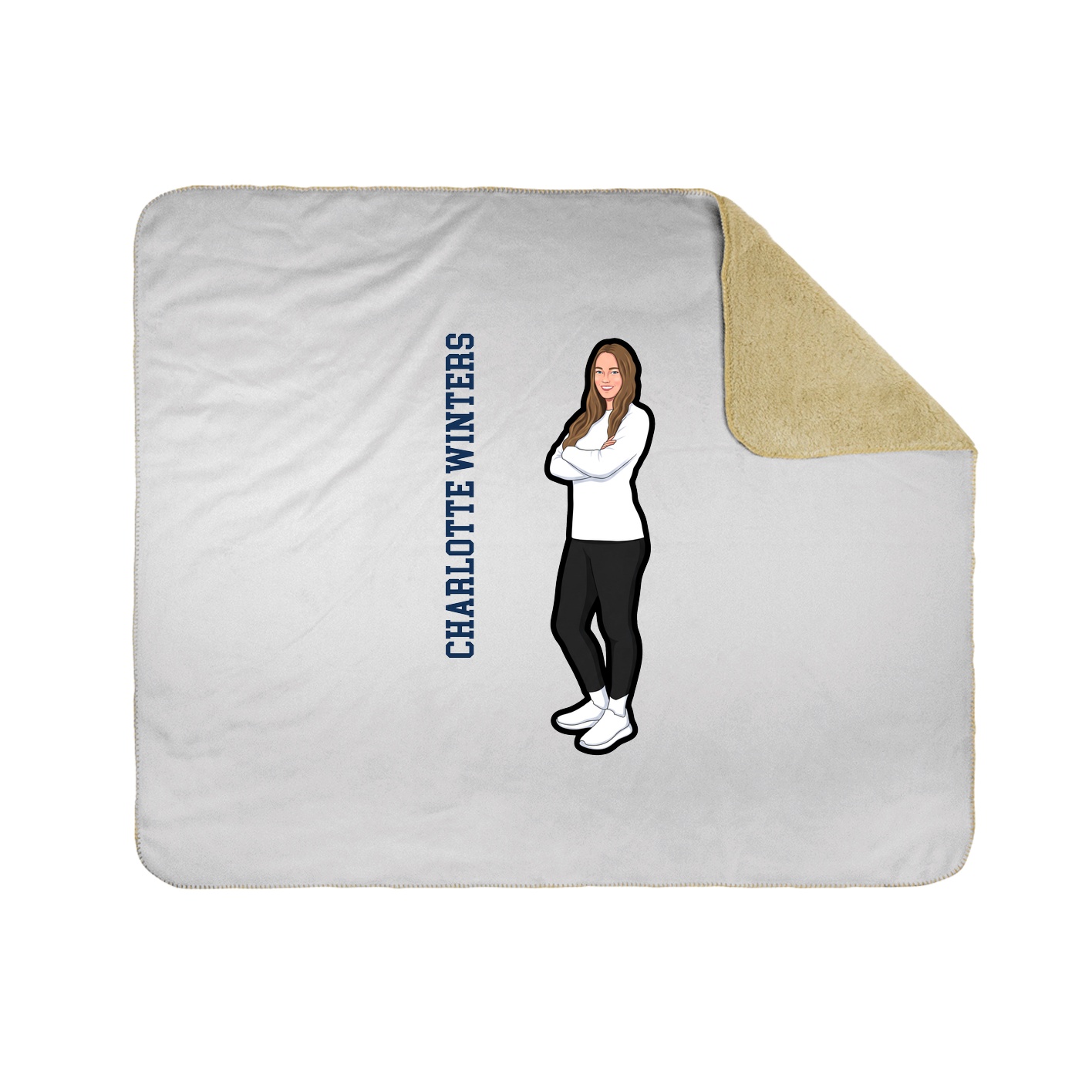 Throw Blanket — Name Vertical in White