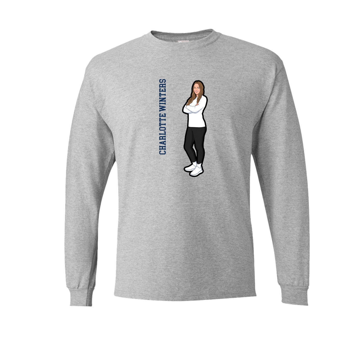 Long Sleeve Tee — Name Vertical in Grey