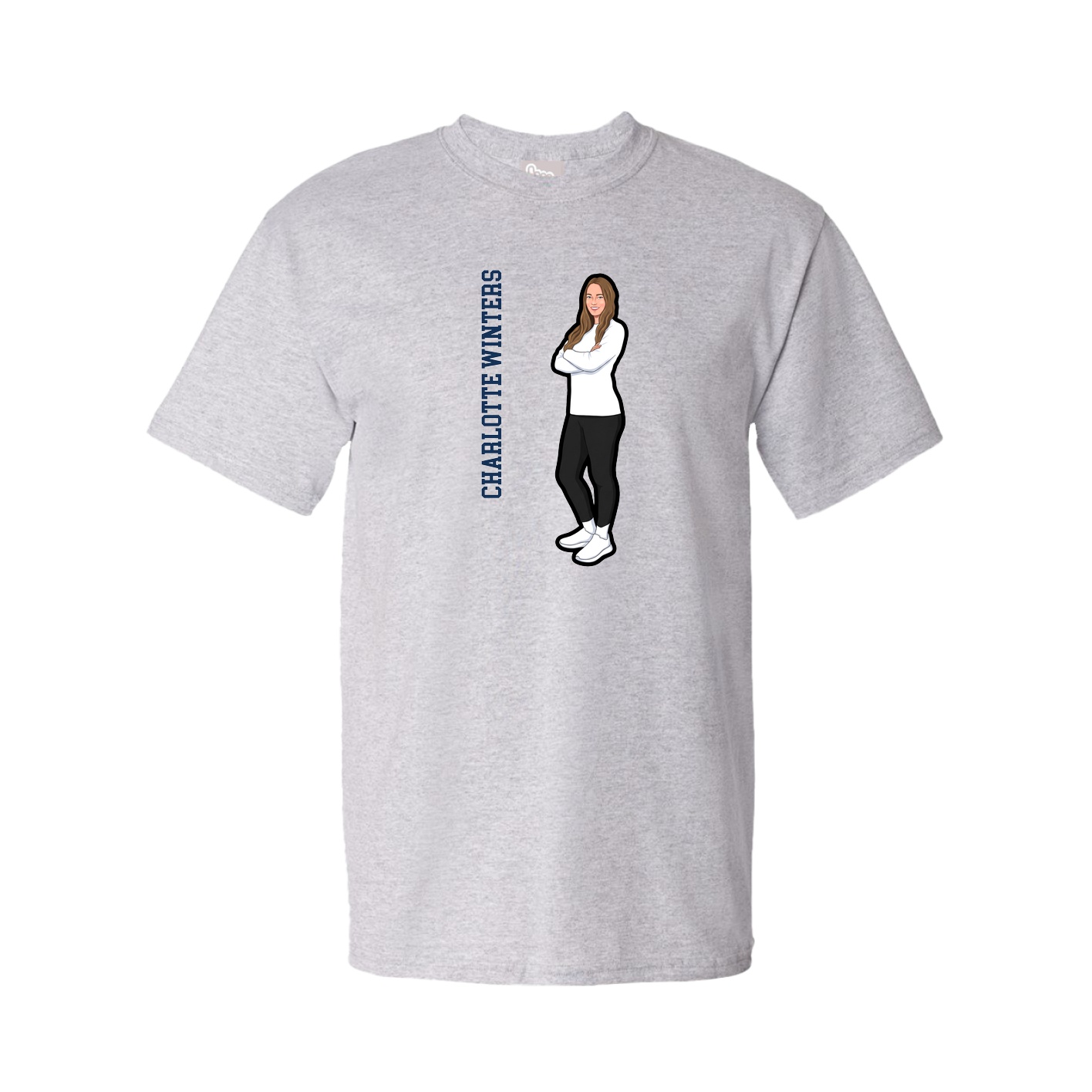Youth Tee — Name Vertical in Grey