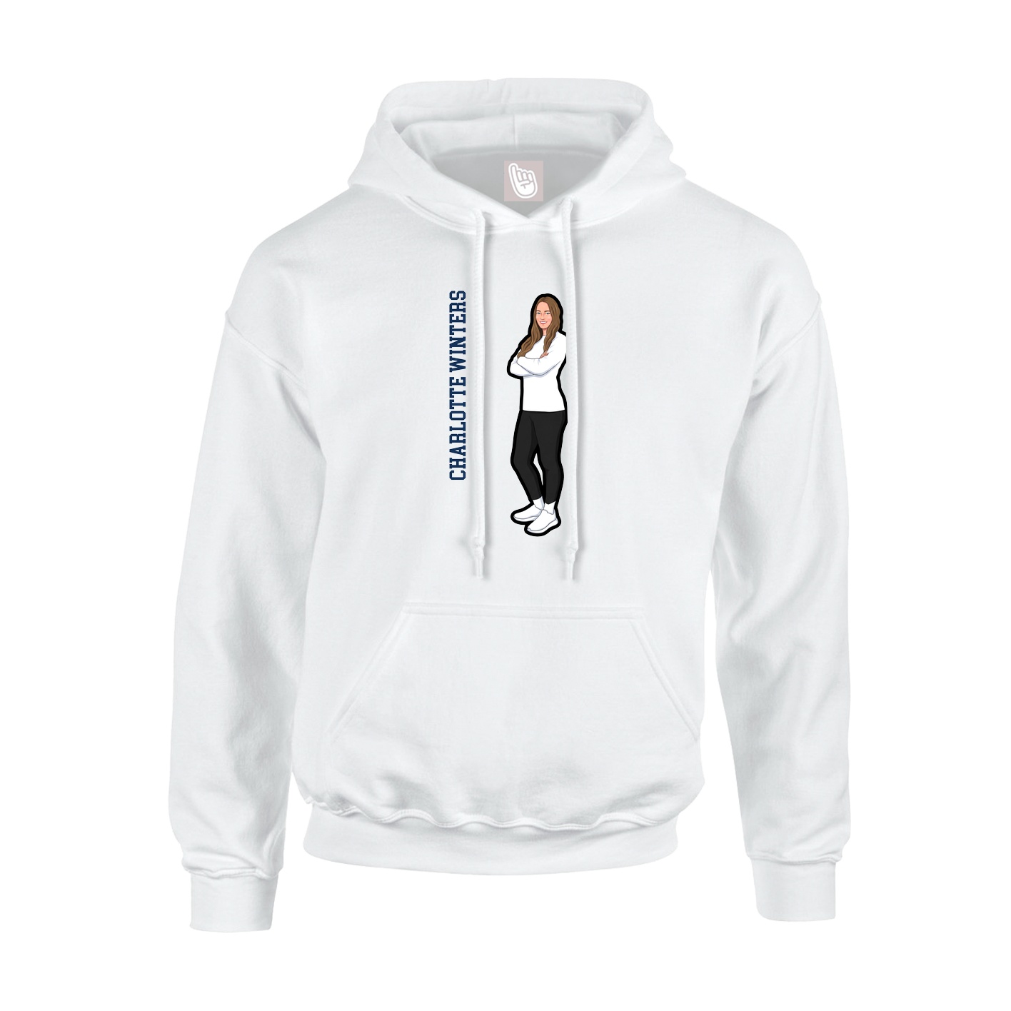 Youth Hoodie — Name Vertical in White