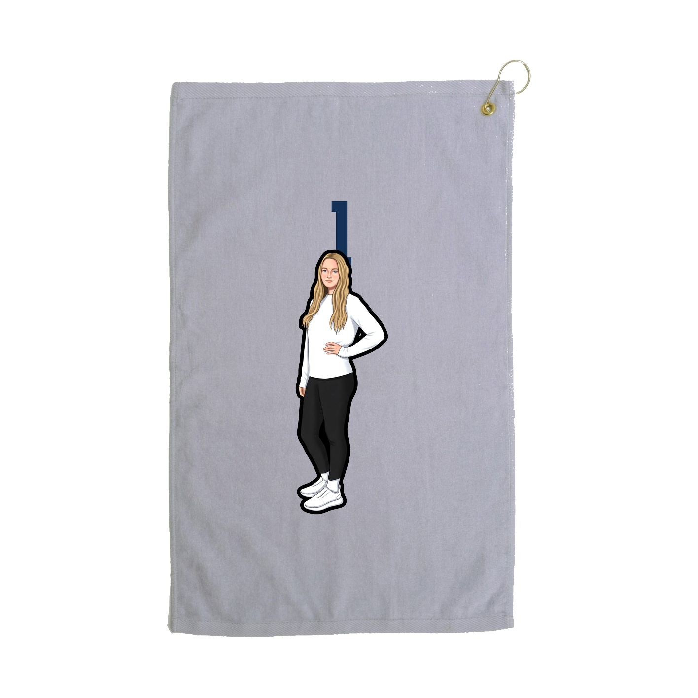Golf Towel — Number Top in Grey