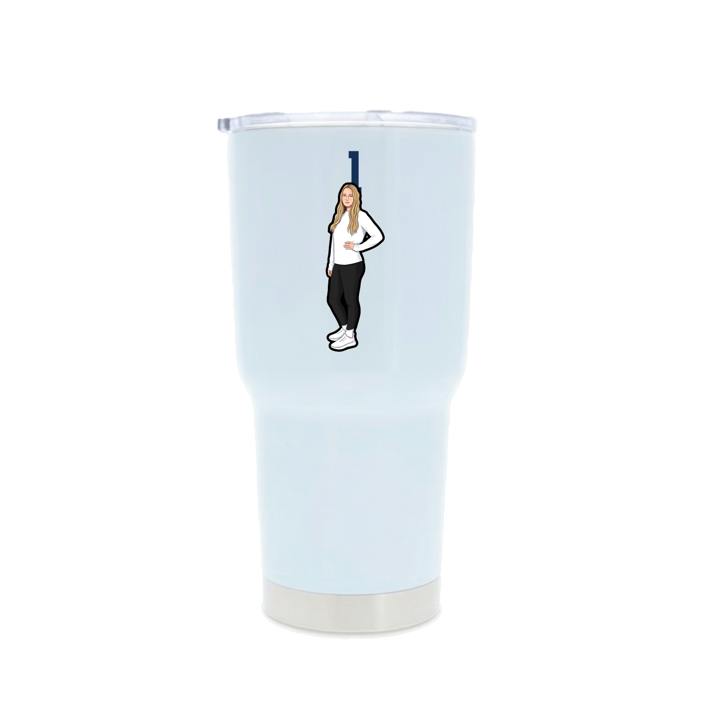 30oz Stainless Steel Tumbler — Number Top in White