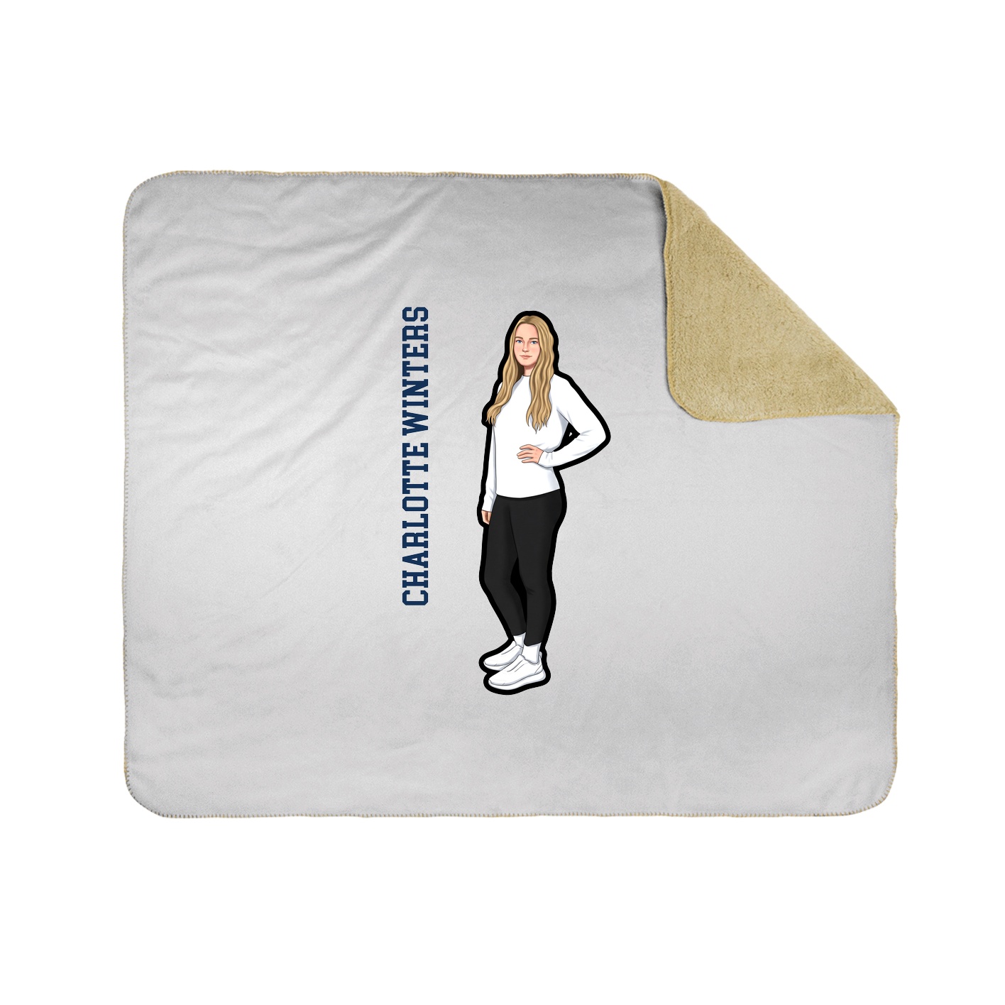 Throw Blanket — Name Vertical in White