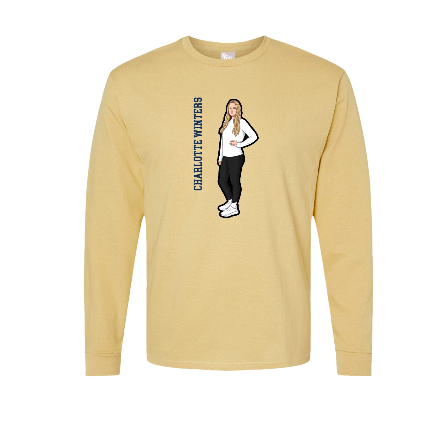 Long Sleeve Tee — Name Vertical in Vegas Gold