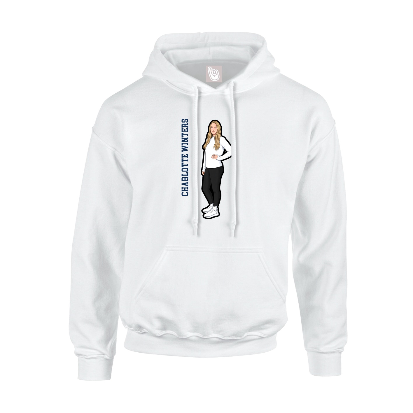 Youth Hoodie — Name Vertical in White