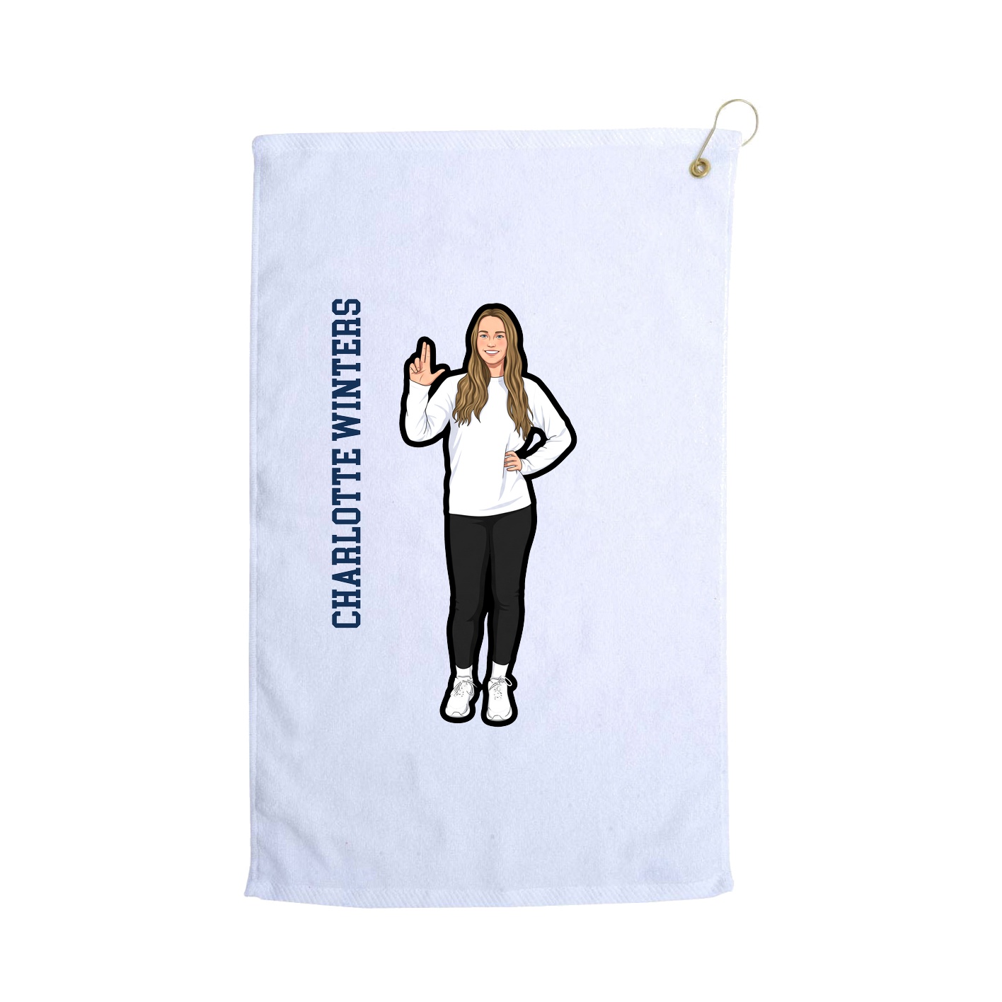 Golf Towel — Name Vertical in White