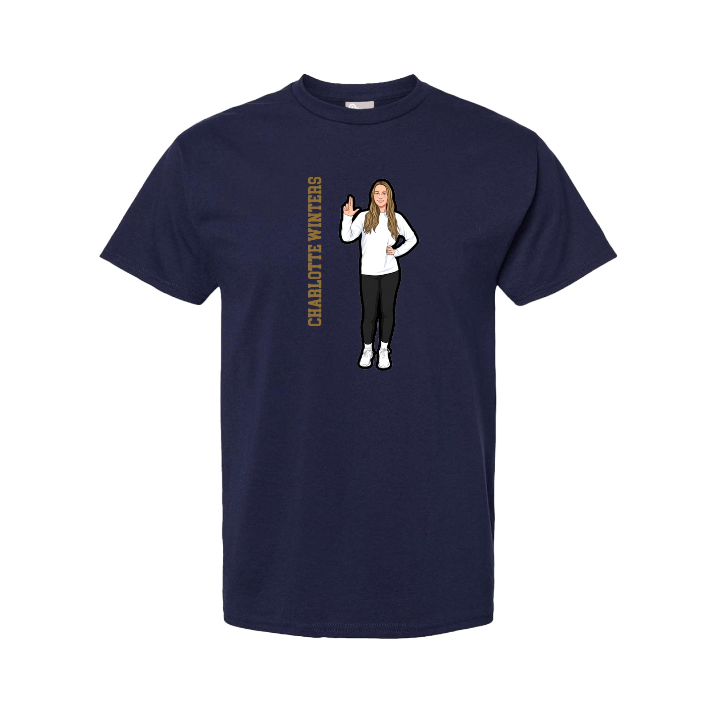 Tee — Name Vertical in Navy