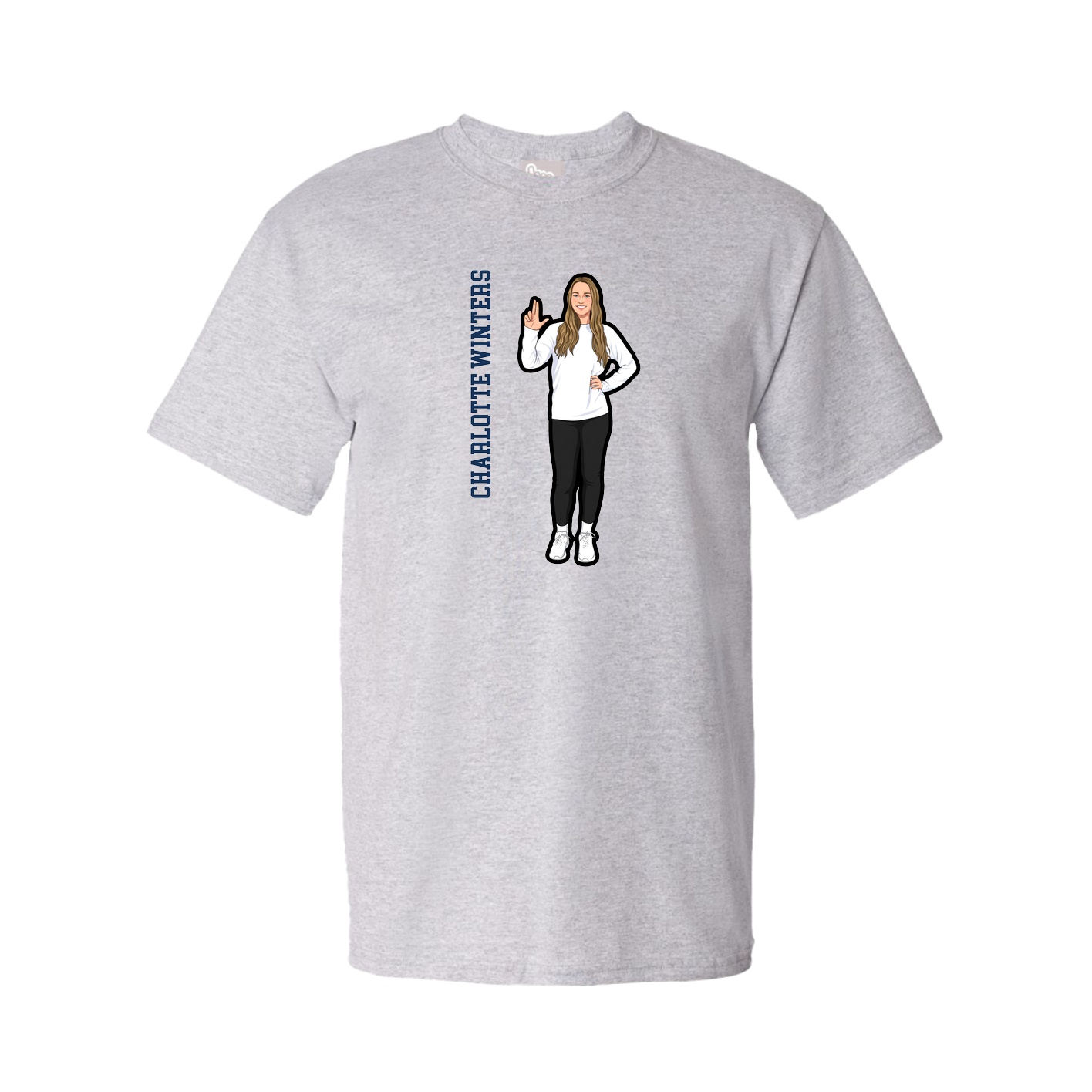 Youth Tee — Name Vertical in Grey