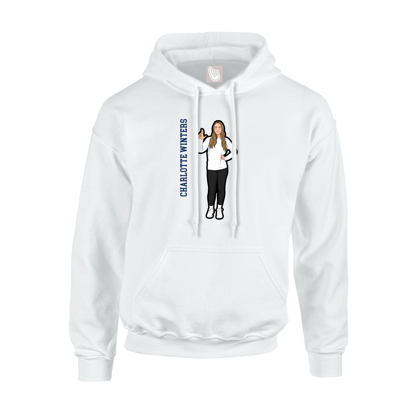 Hoodie — Name Vertical in White
