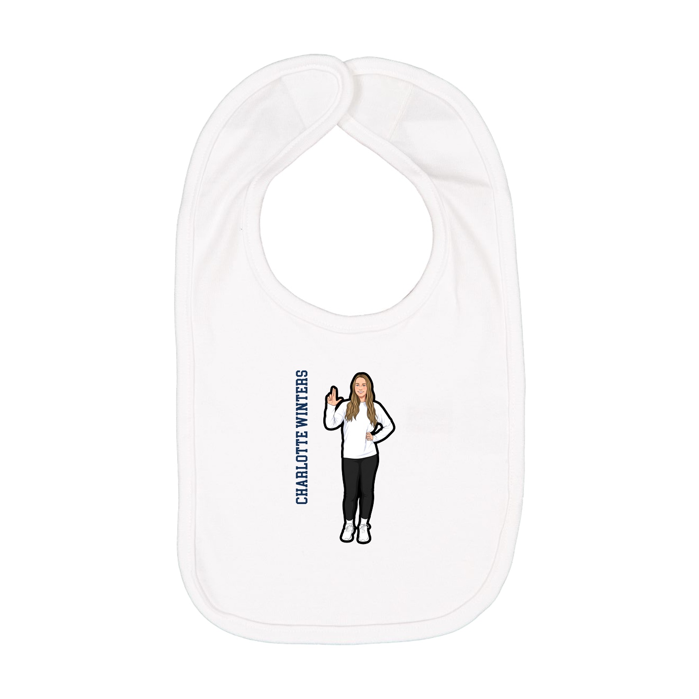 Infant Bib — Name Vertical in White