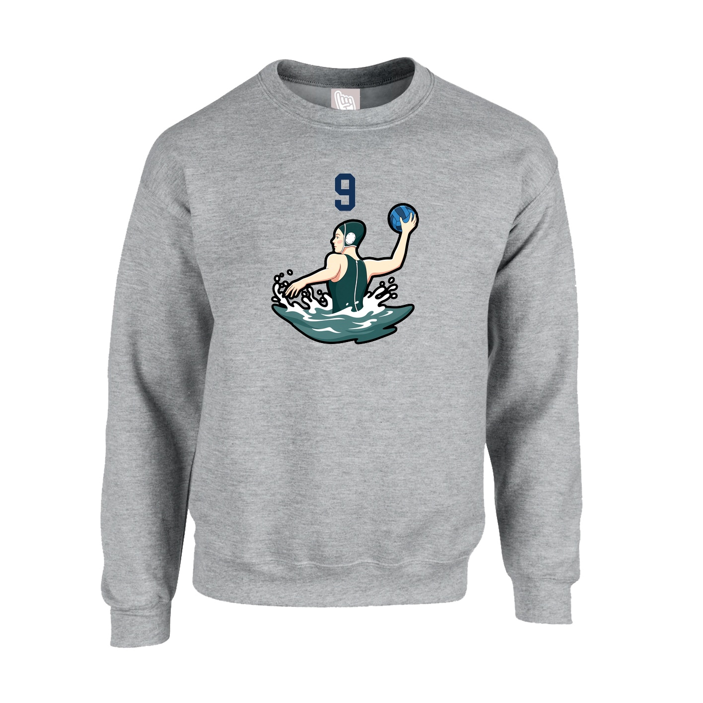 Fleece Crew — Number Top in Grey