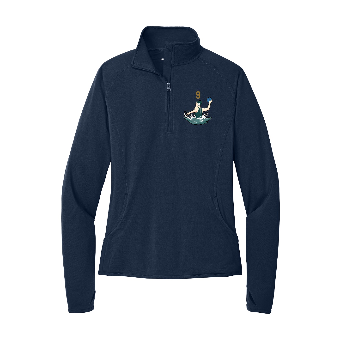 Women's Q-Zip Pullover — Number Top in Navy