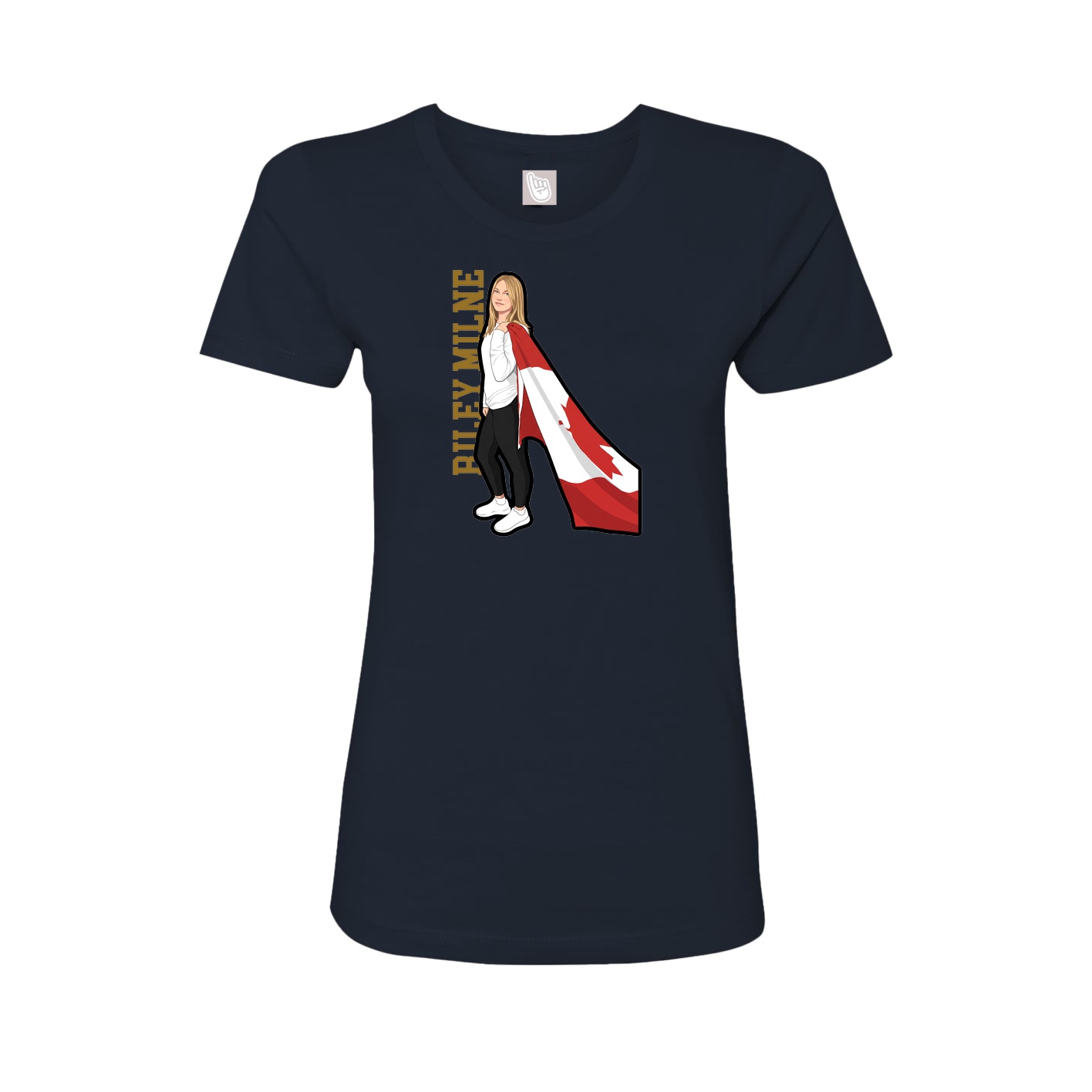 Womens Tee — Name Vertical in Navy