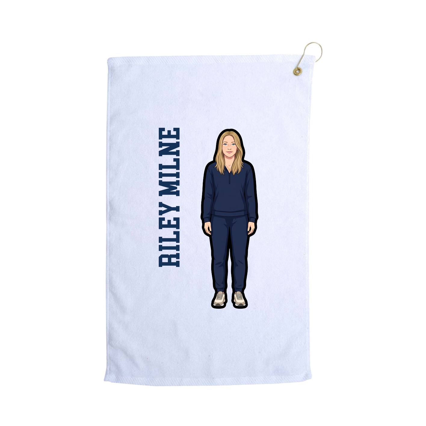 Golf Towel — Name Vertical in White