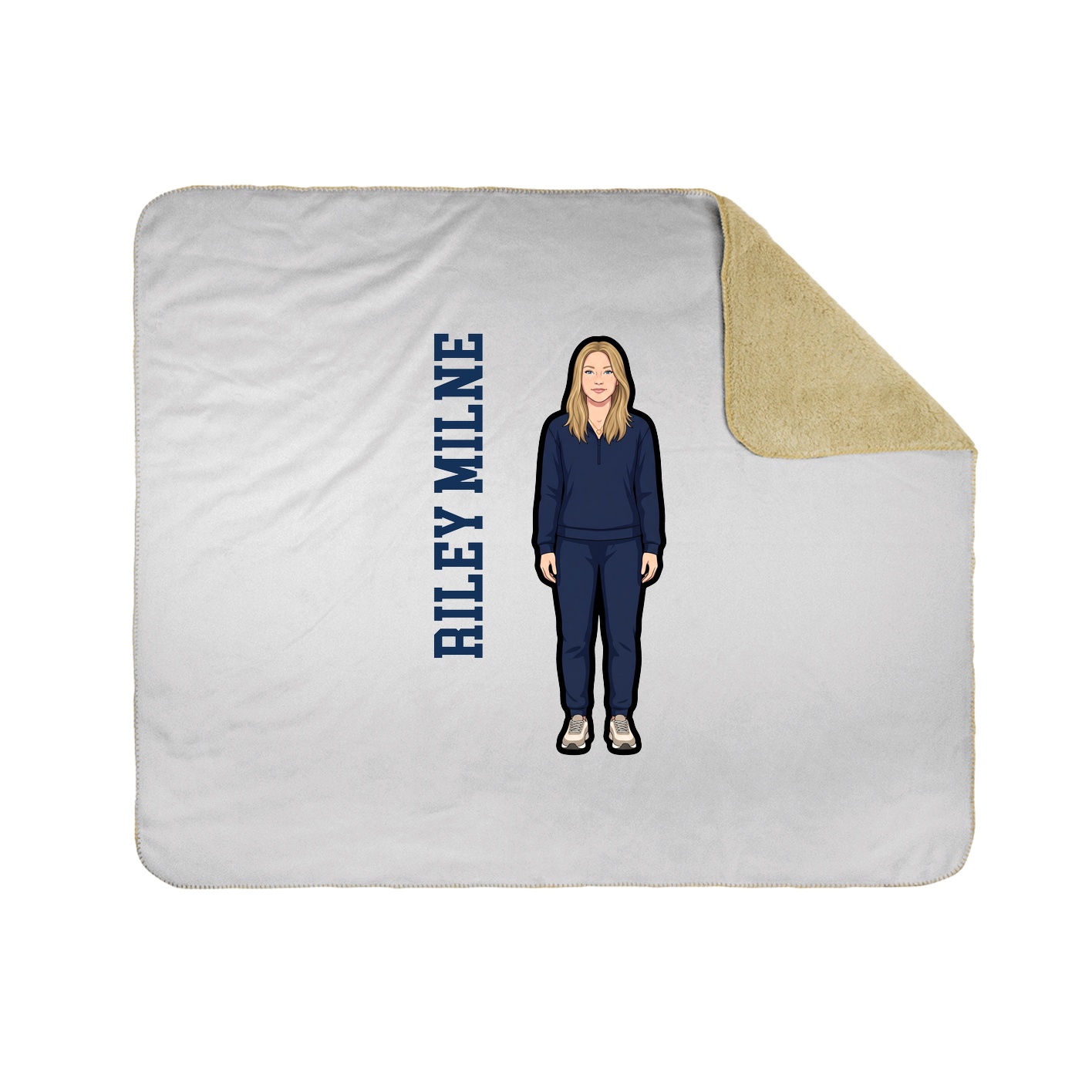 Throw Blanket — Name Vertical in White