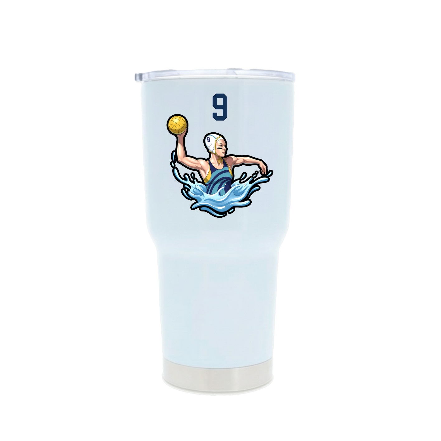 30oz Stainless Steel Tumbler — Number Top in White