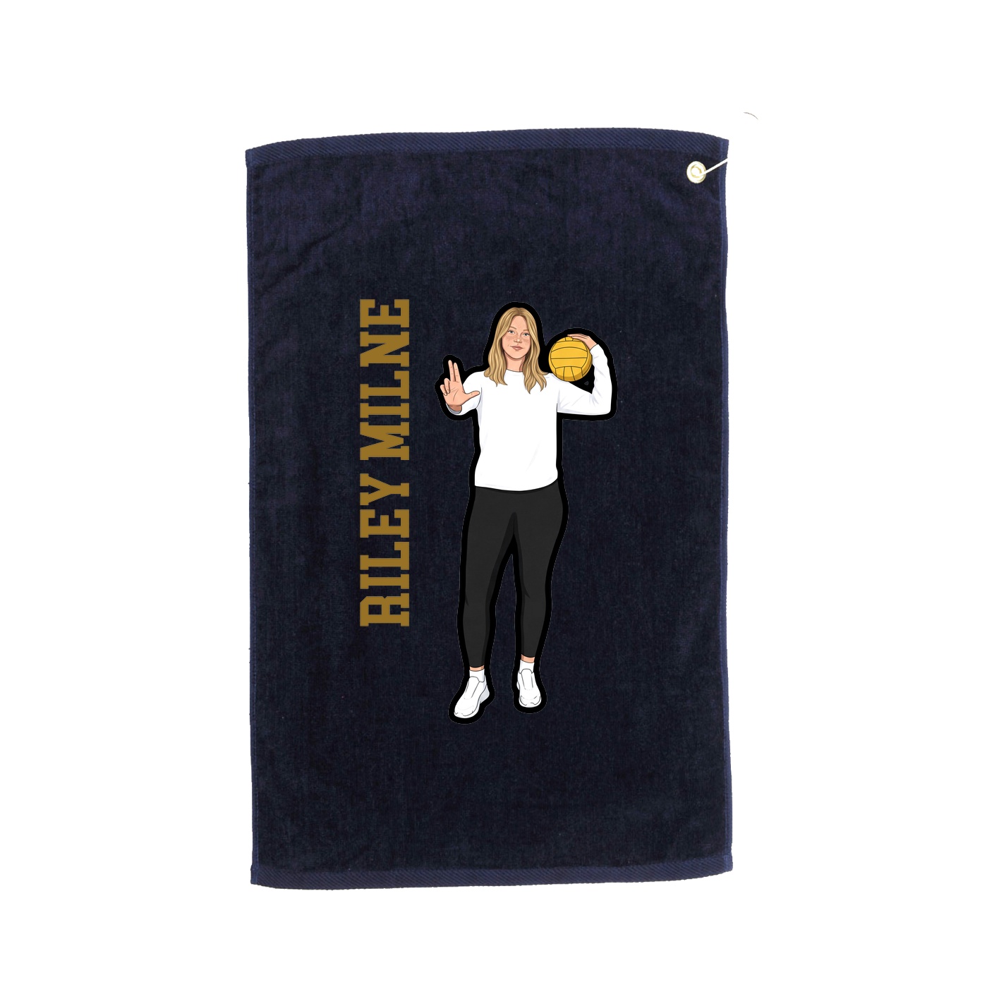 Golf Towel — Name Vertical in Navy