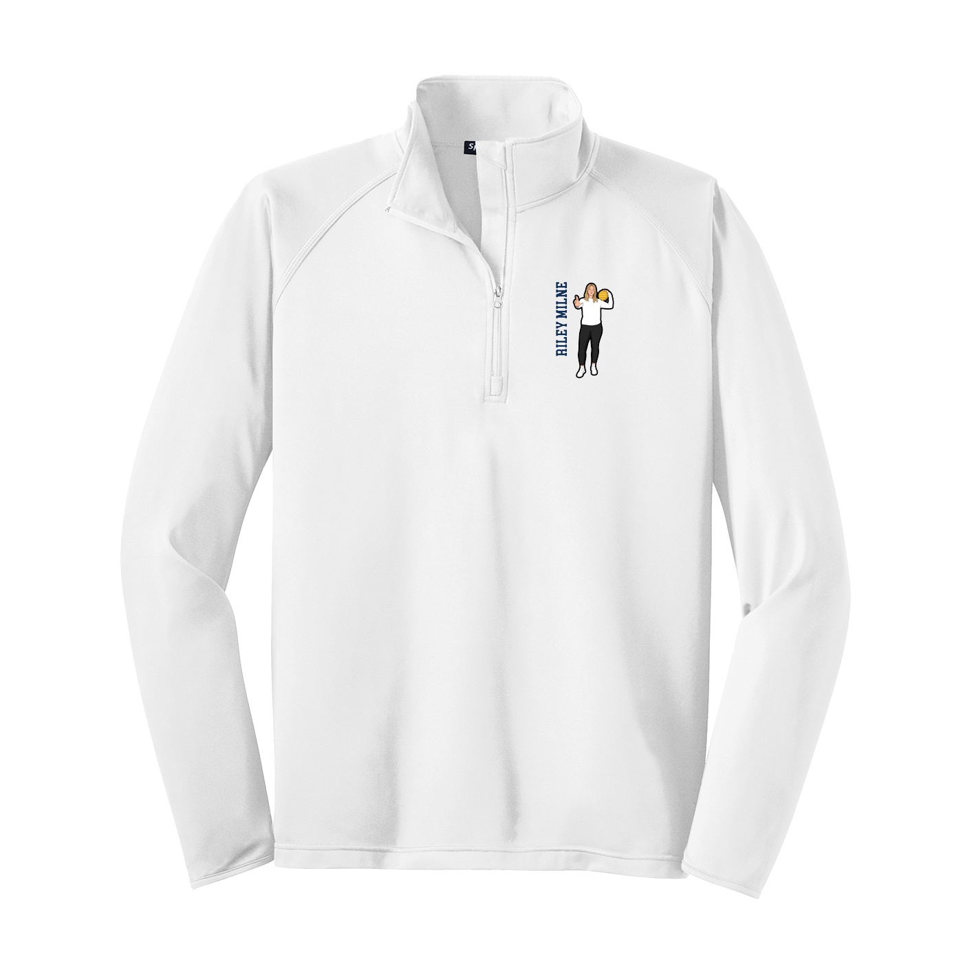 Q-Zip Pullover — Name Vertical in White