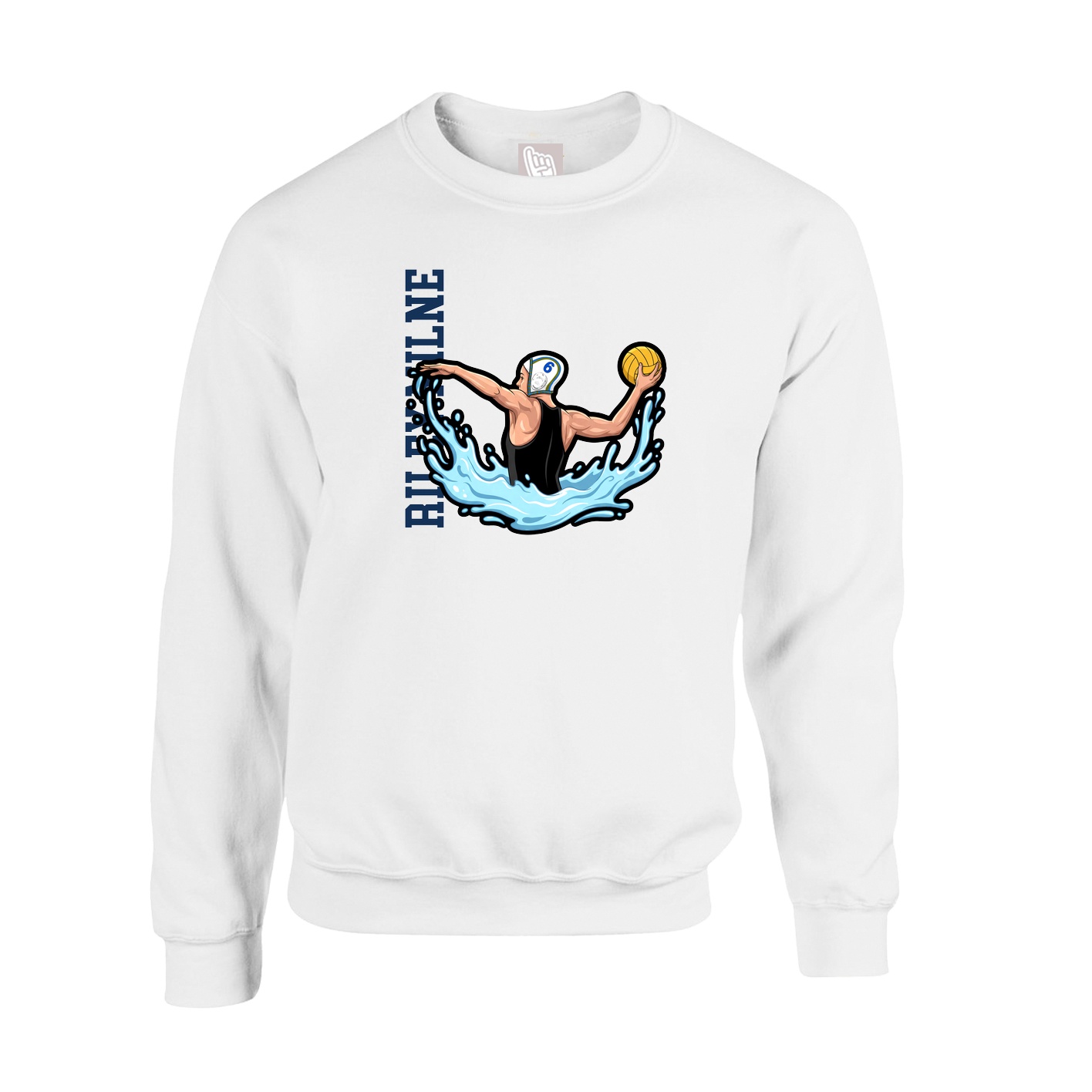 Fleece Crew — Name Vertical in White