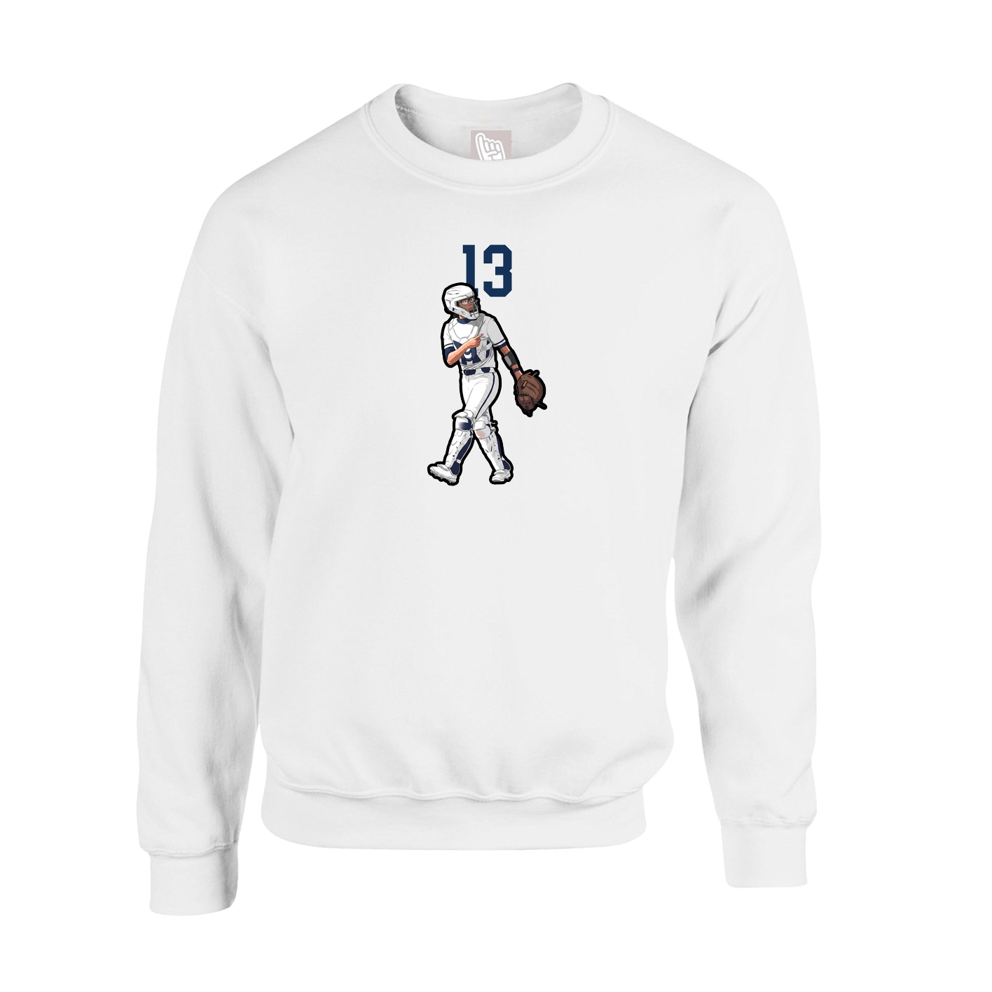 Fleece Crew — Number Top in White
