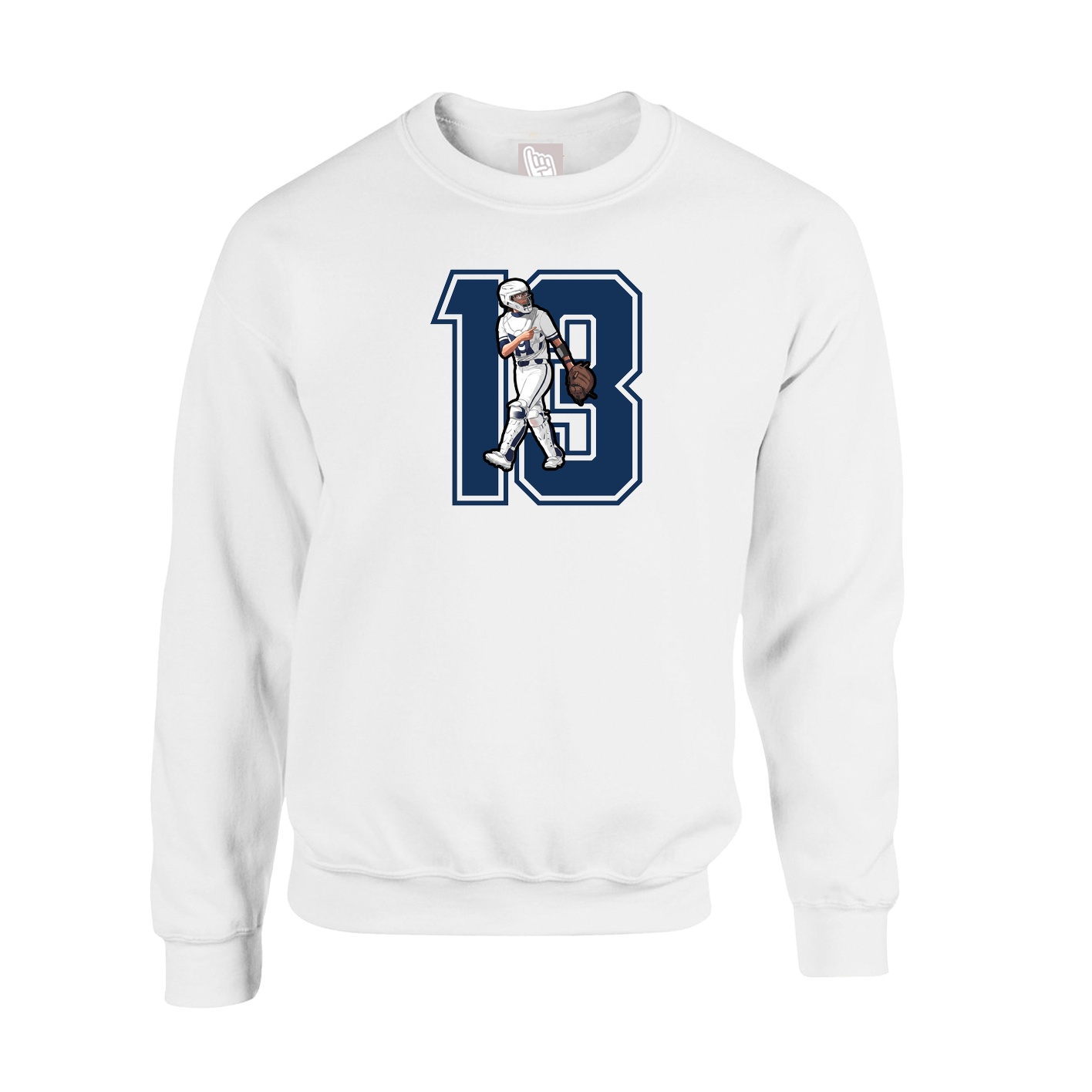 Fleece Crew — Number in White