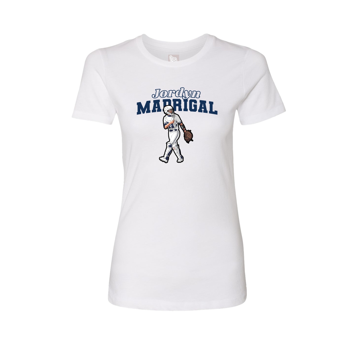 Womens Tee — Name Arch in White