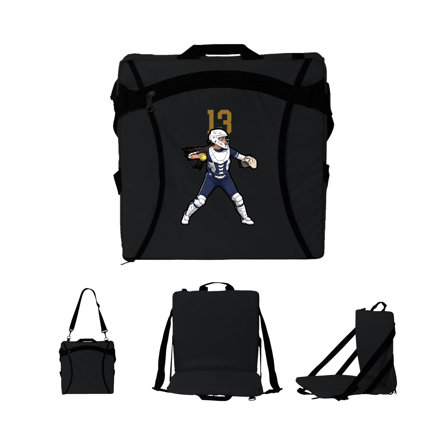 Folding Stadium Seat — Number Top in Black