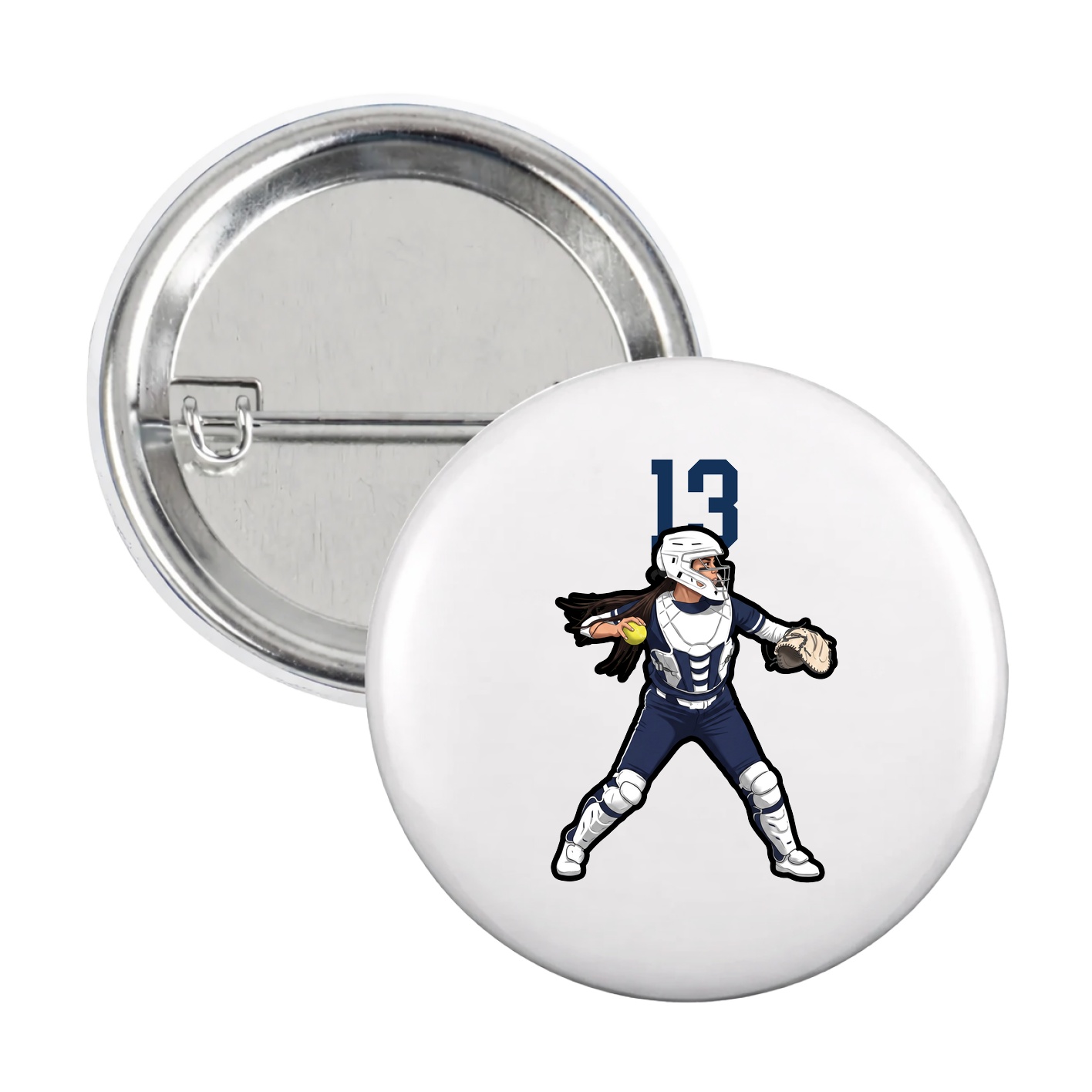 Game Day Button — Number Top in White