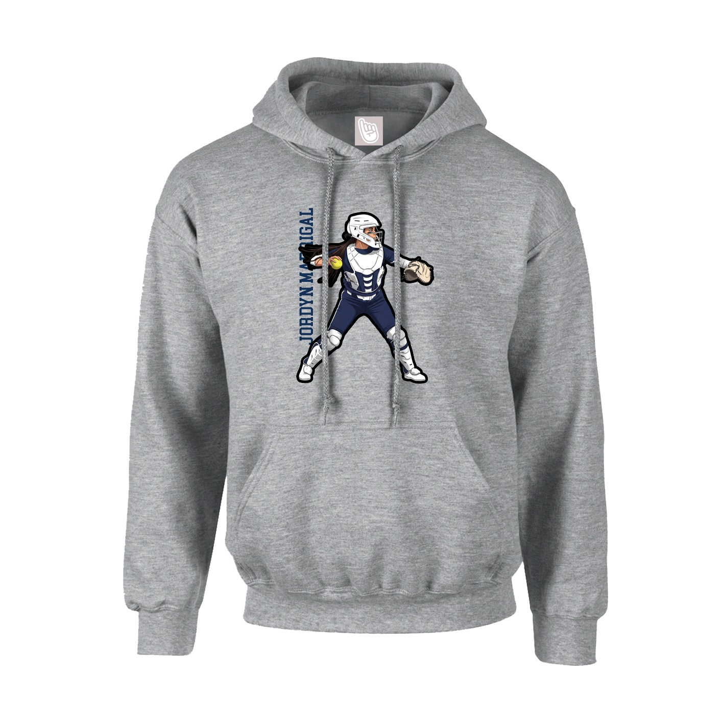 Hoodie — Name Vertical in Grey
