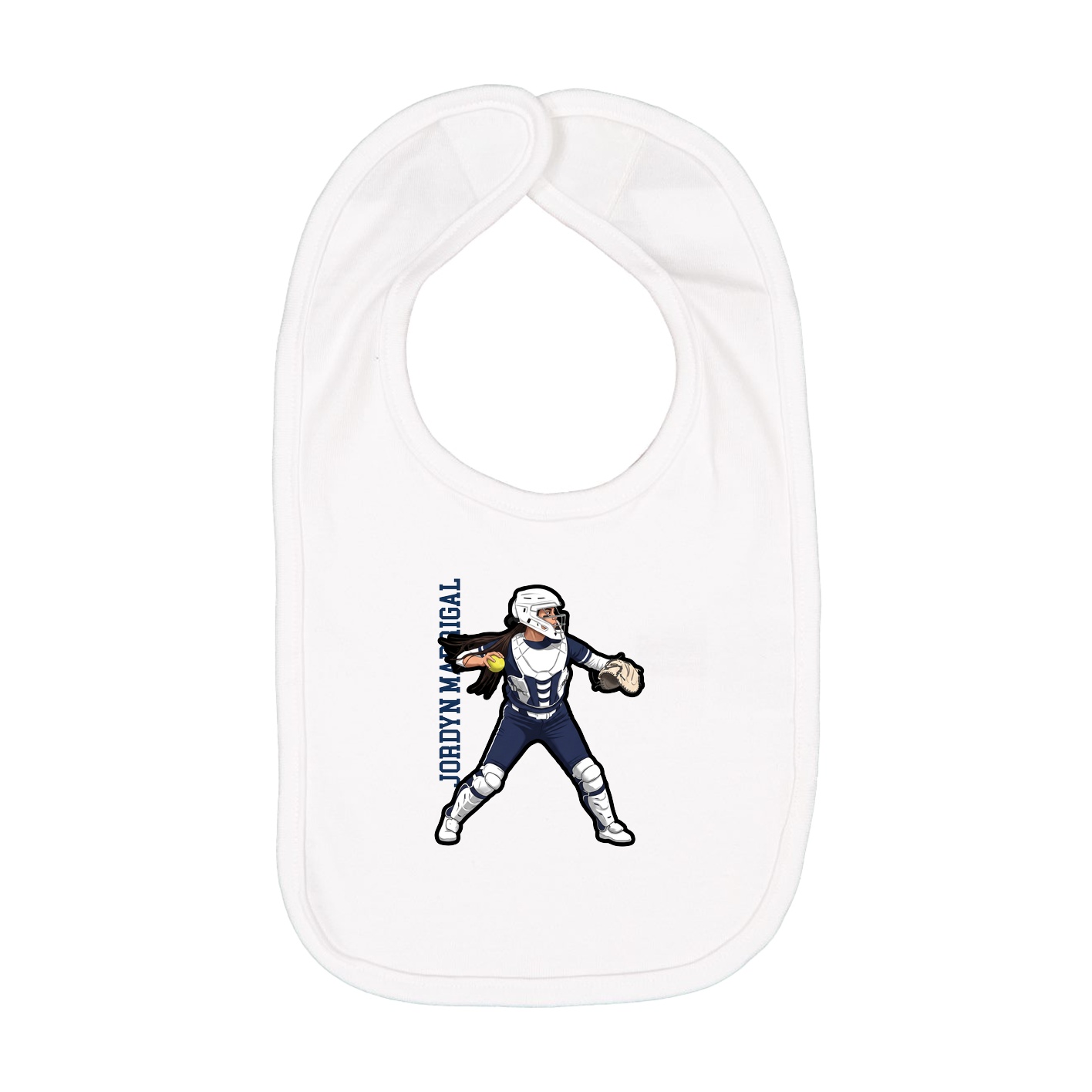 Infant Bib — Name Vertical in White