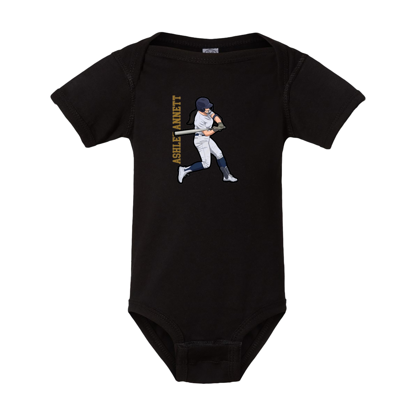 Baby Onesie — Name Vertical in Black