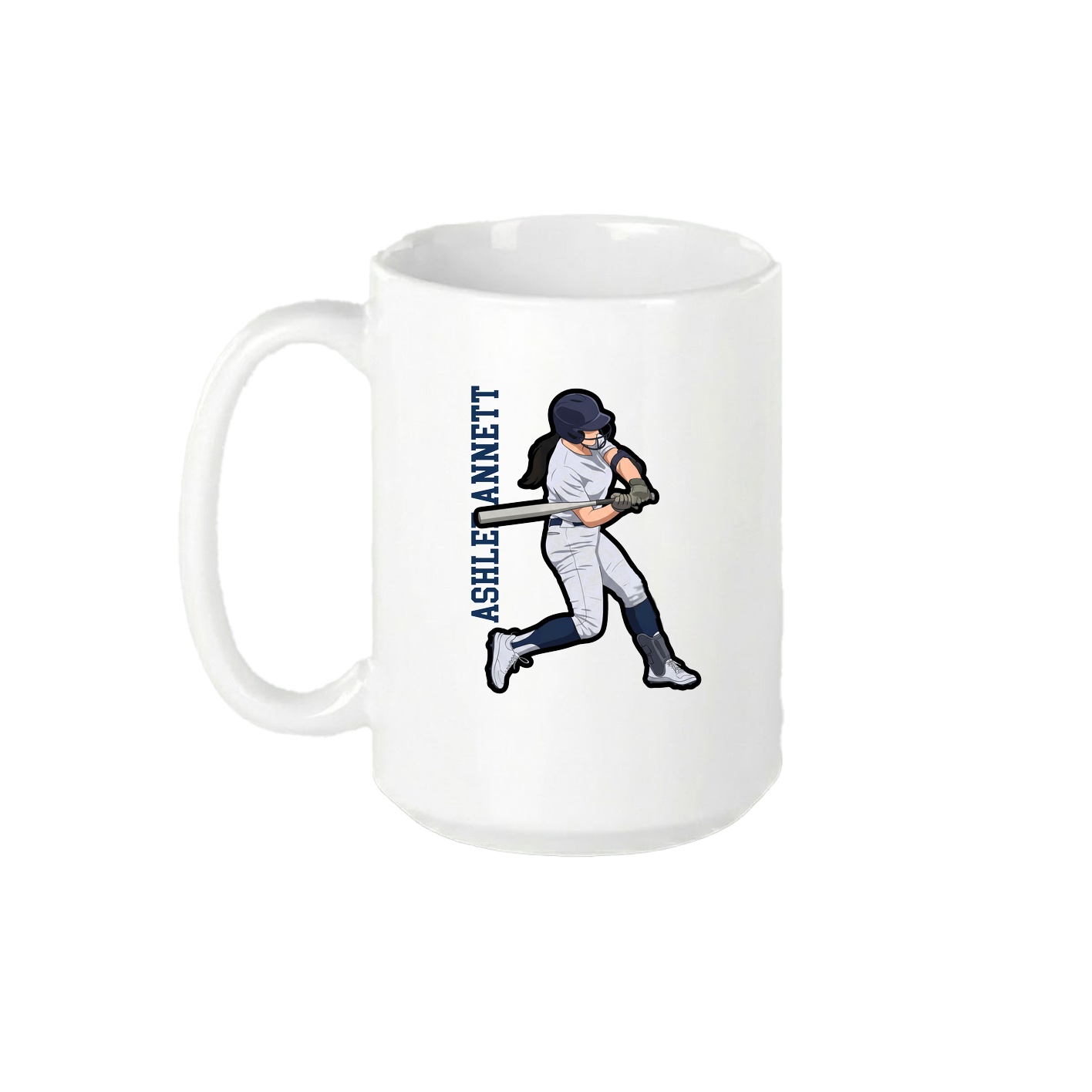15oz Coffee Mug — Name Vertical in White