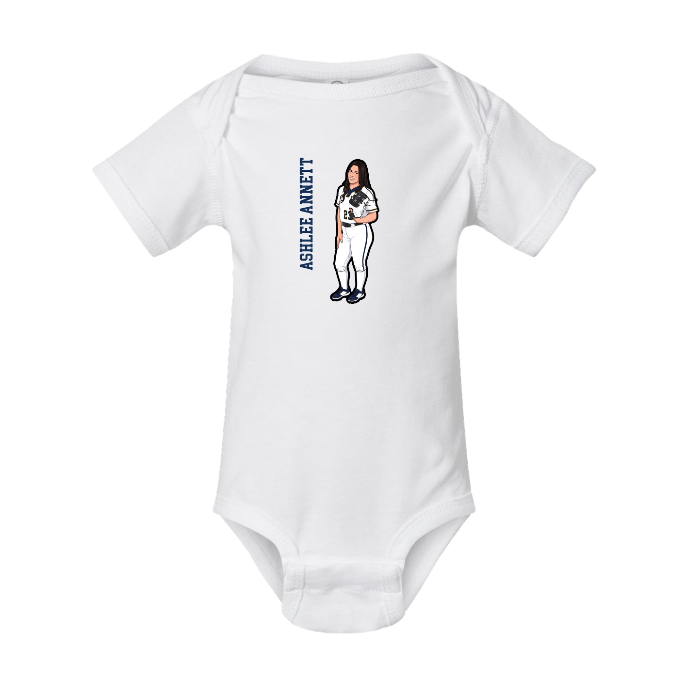 Baby Onesie — Name Vertical in White