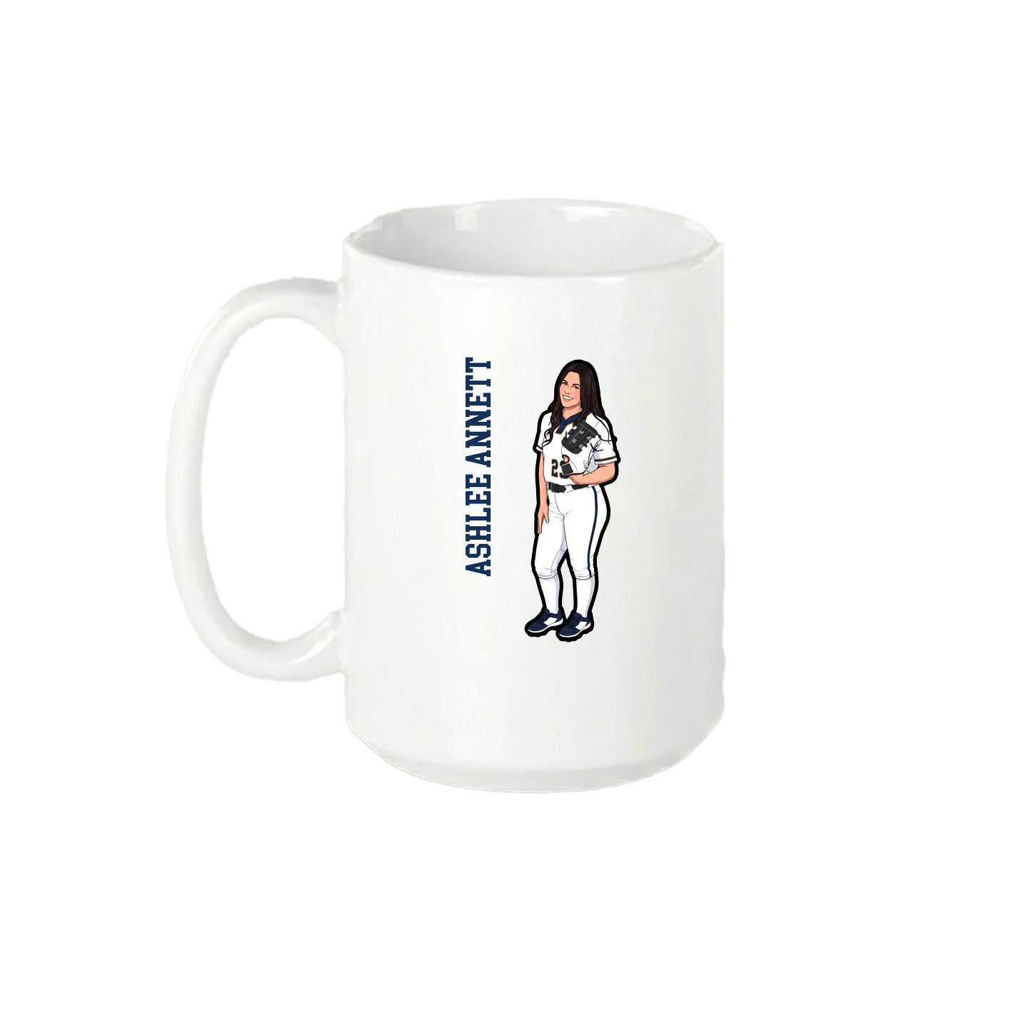 15oz Coffee Mug — Name Vertical in White